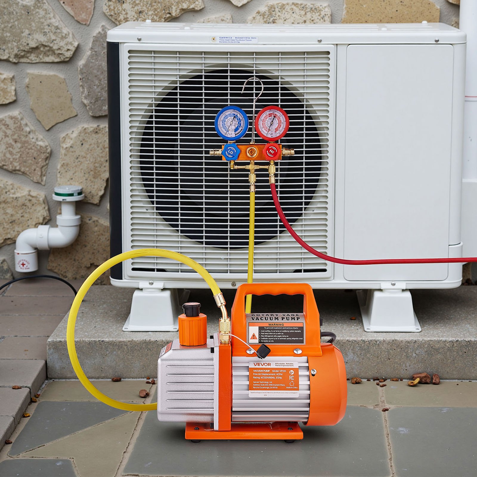 4 CFM 1/3 HP HVAC Single Stage Rotary Vane Vacuum Pump