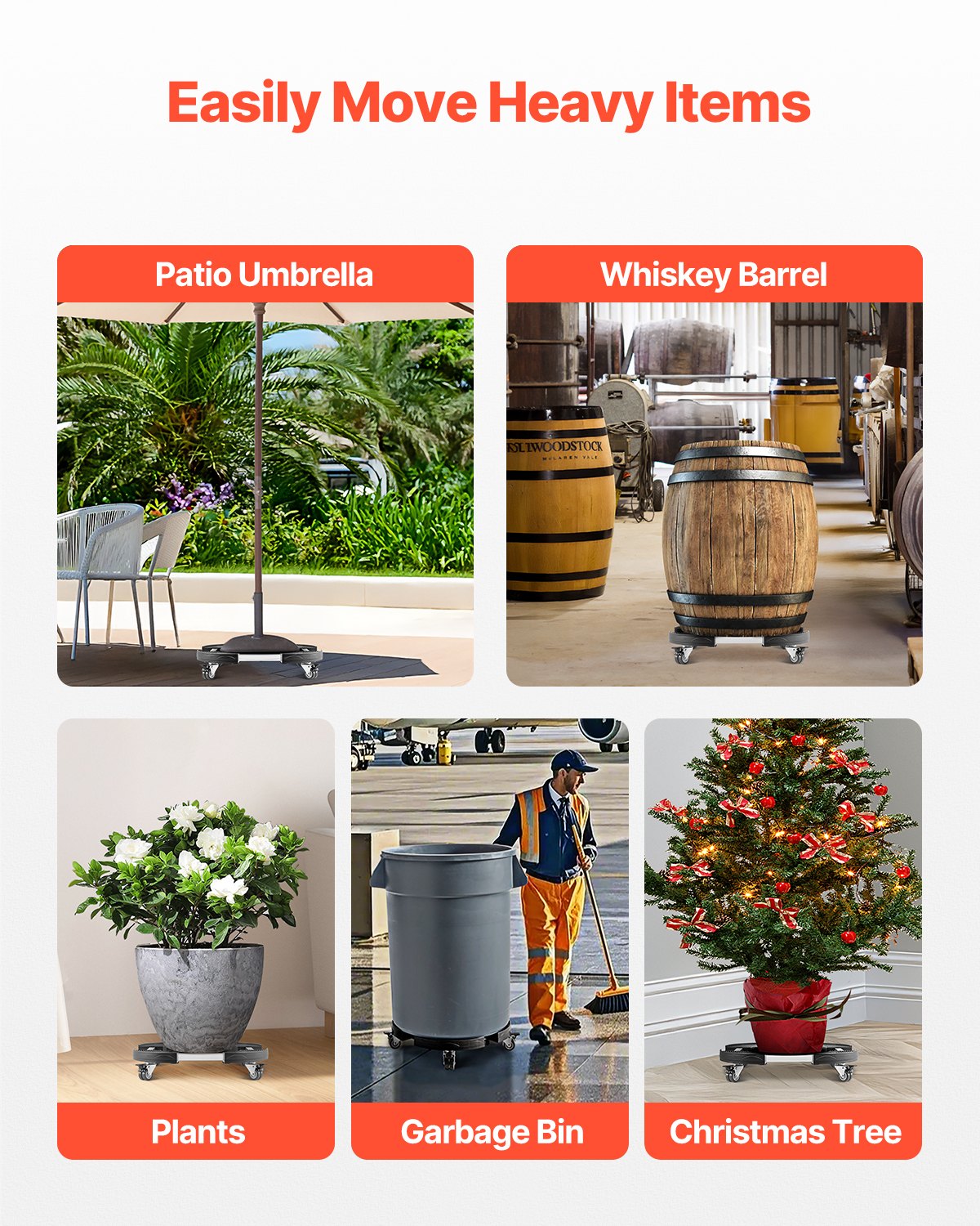 Round Trash Can Dolly 15-22.8 In Adjustable Furniture Dolly Heavy Duty - 5