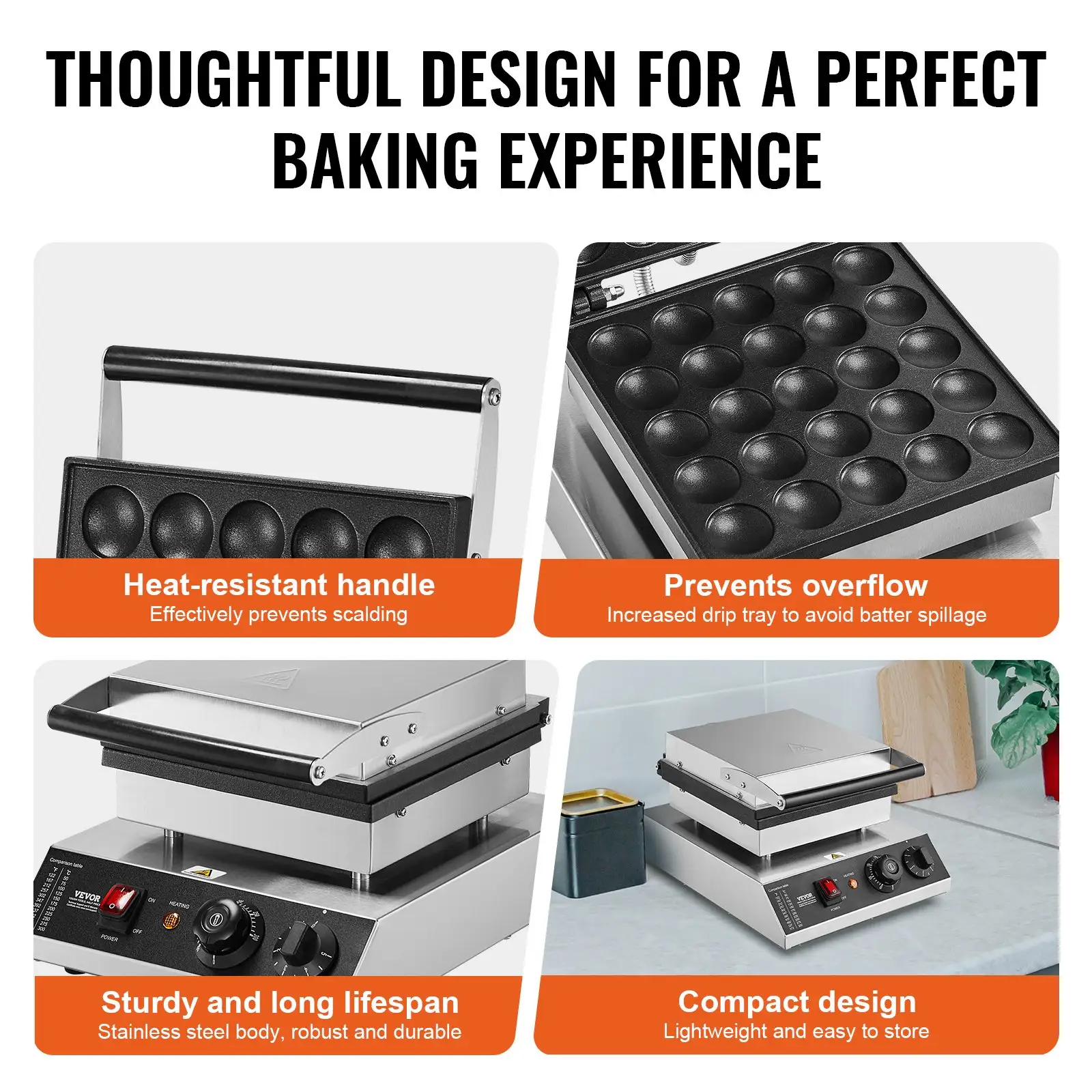 25PCS 43mm Mini Dutch Pancake Maker Commercial Dorayaki Baker 1700W