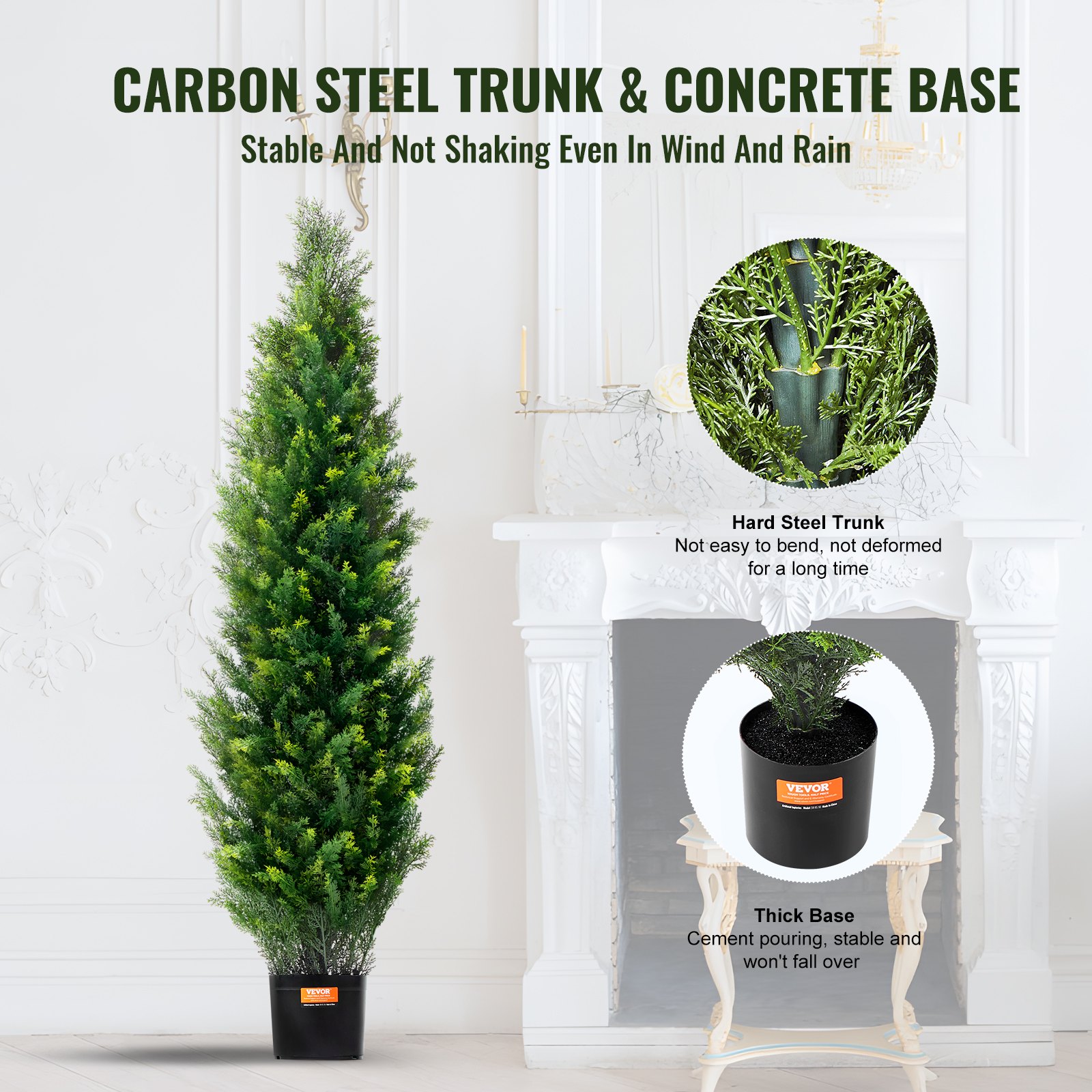 2 Pack 4' Artificial Cedar Topiary Tree Faux Plant UV Decor In/Outdoor - 5