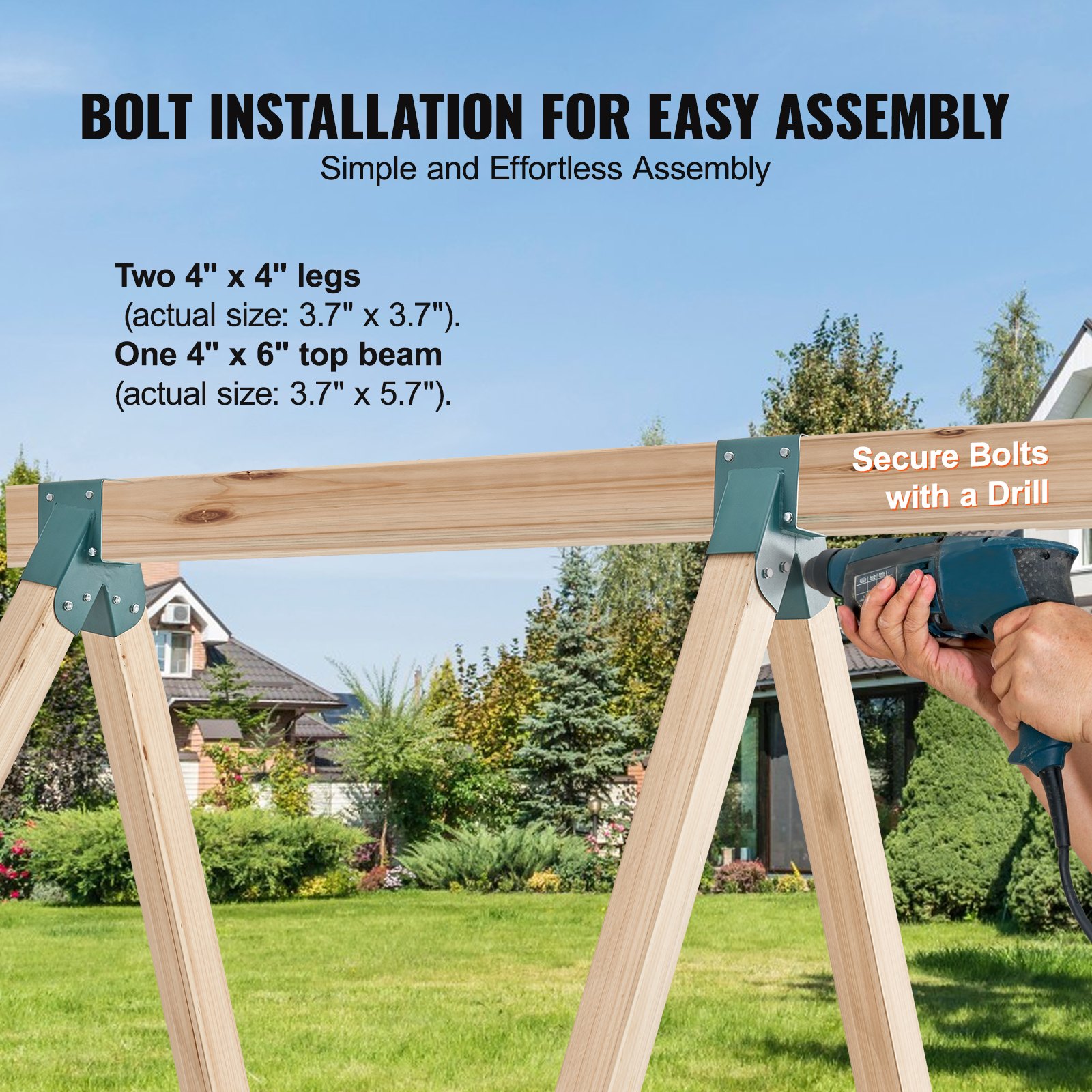 A-Frame Middle Swing Set Brackets, Heavy Duty Carbon Steel Swing Set Hardware With Mounting Hardware, DIY Swing Set Bracket Swing Set Kit For 4×4 Legs & 4×6 Beam, Green (3 Pcs)