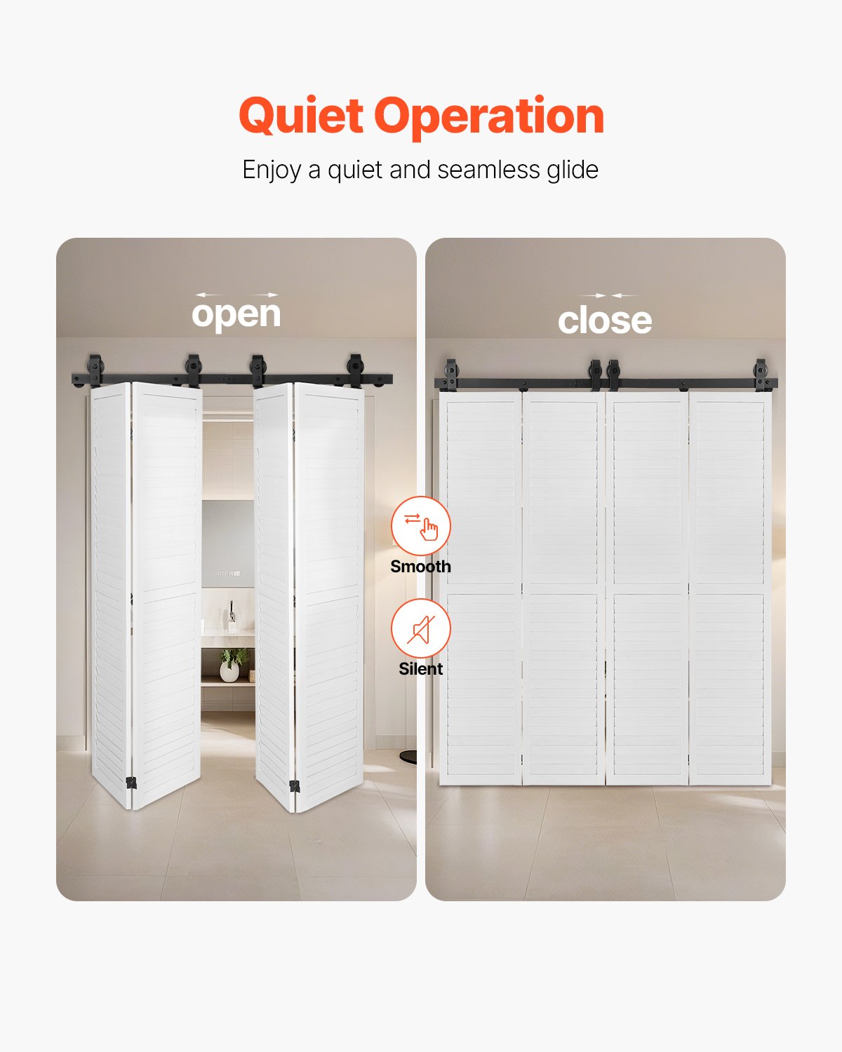 Bi-Folding Sliding Barn Door Hardware Track Kit 52" For Four 12" Doors - Image 2