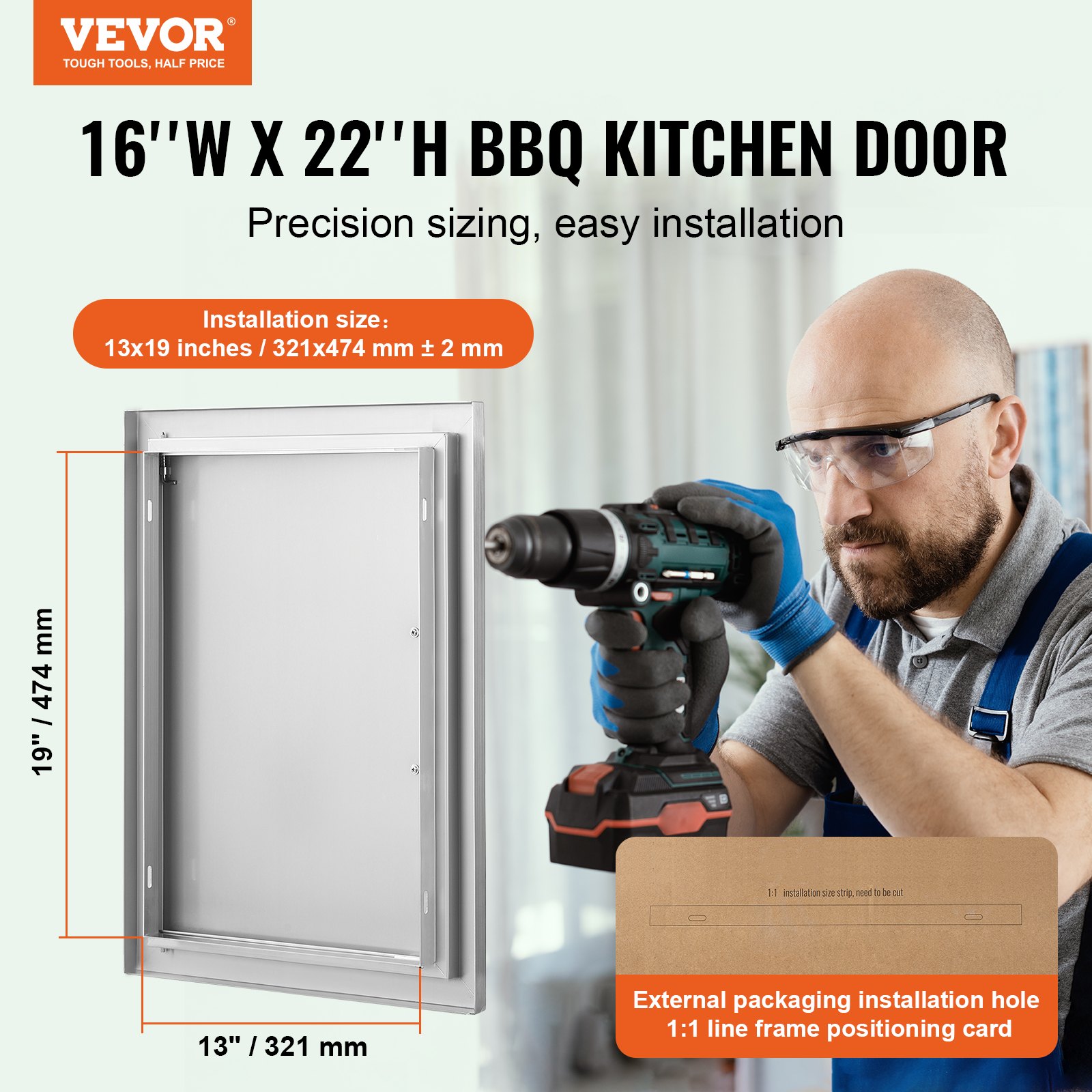 BBQ Access Door, 16W X 22H Inch Single Outdoor Kitchen Door, Stainless Steel Flush Mount Door, Wall Vertical Door… - 2