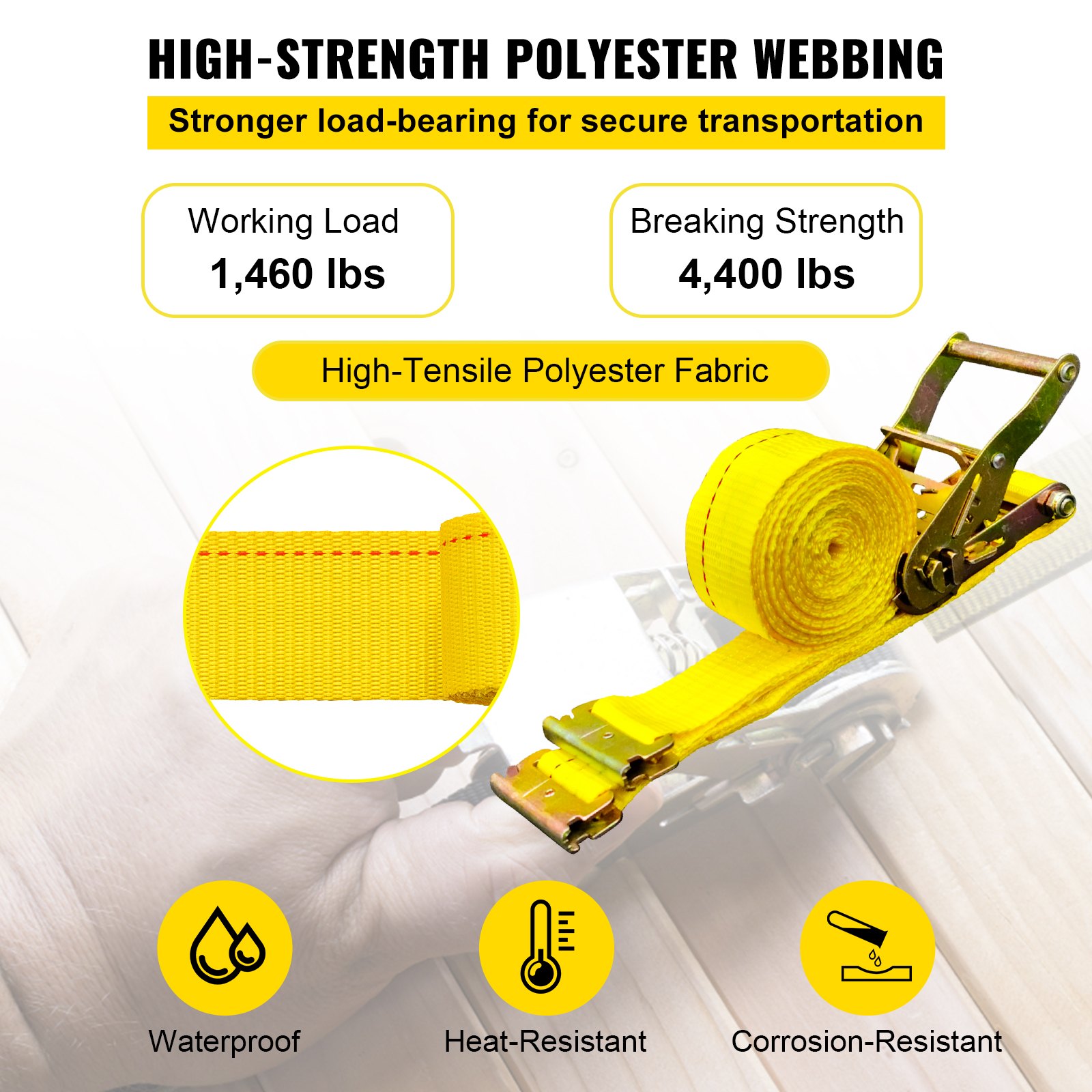 E Track Ratchet Strap, 18PCS 2' X 15' E-Track Straps 4400 LBS Breaking Strength, With Polyester Webbing &… image 3