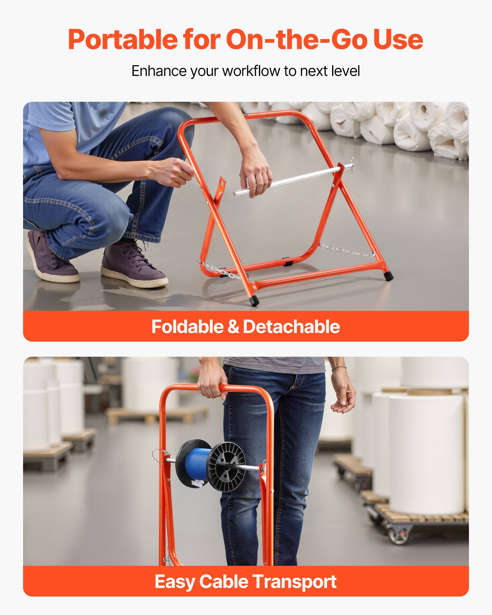 Foldable Wire Spool Rack Heavy Duty Cable Caddy For Electrical Industrial Retail - Image 3