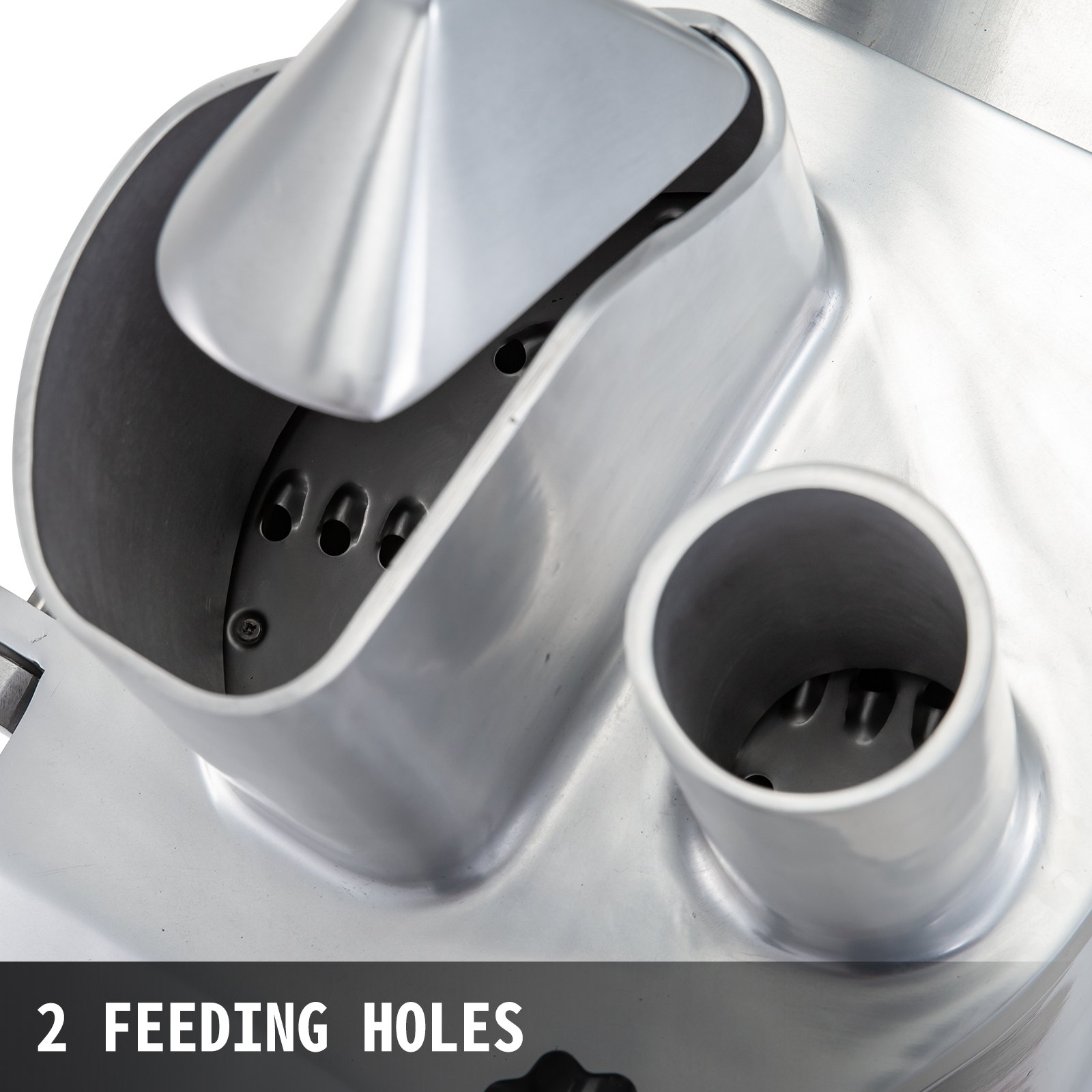 110V Commercial Food Processor 2 Feeding Holes, 550W Electric Vegetable Slicer 1600 RPM, Stainless Steel Vegetable Processor Detachable 6-blades, 3mm/4mm/7mm Shred, 2mm/4mm Slice — foto 2