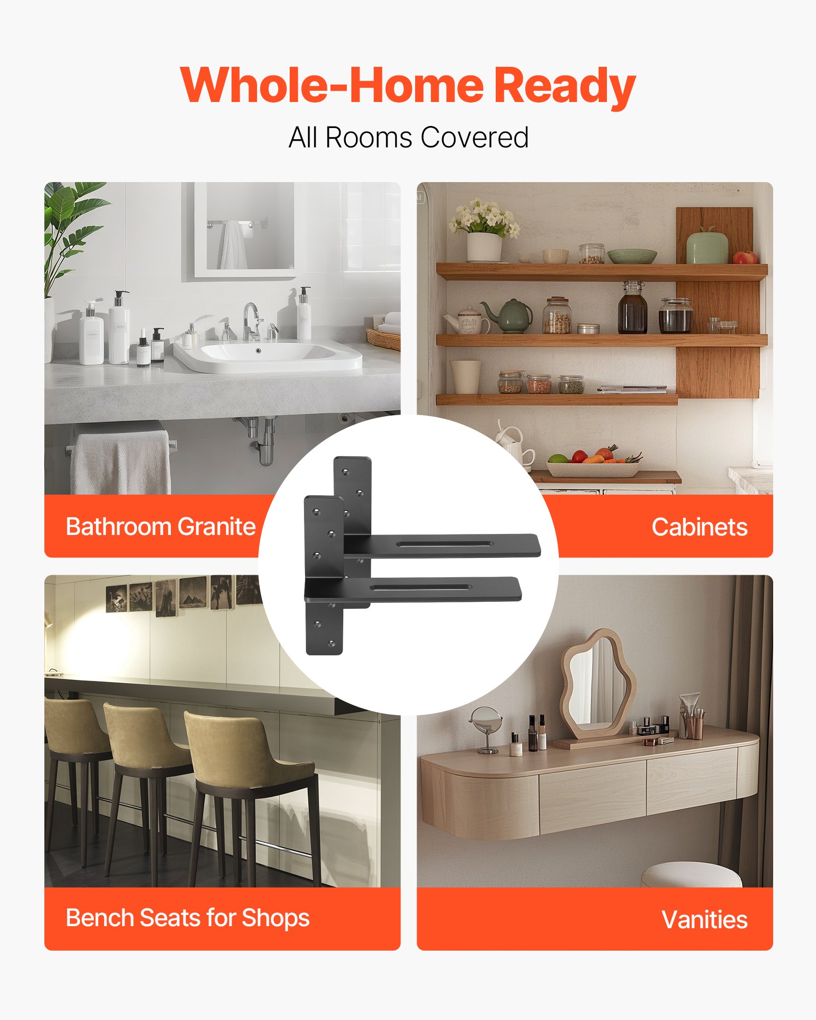 2 Pcs Shelf Brackets 14 Inch / 355.6 Mm Heavy Duty Floating Shelf Brackets