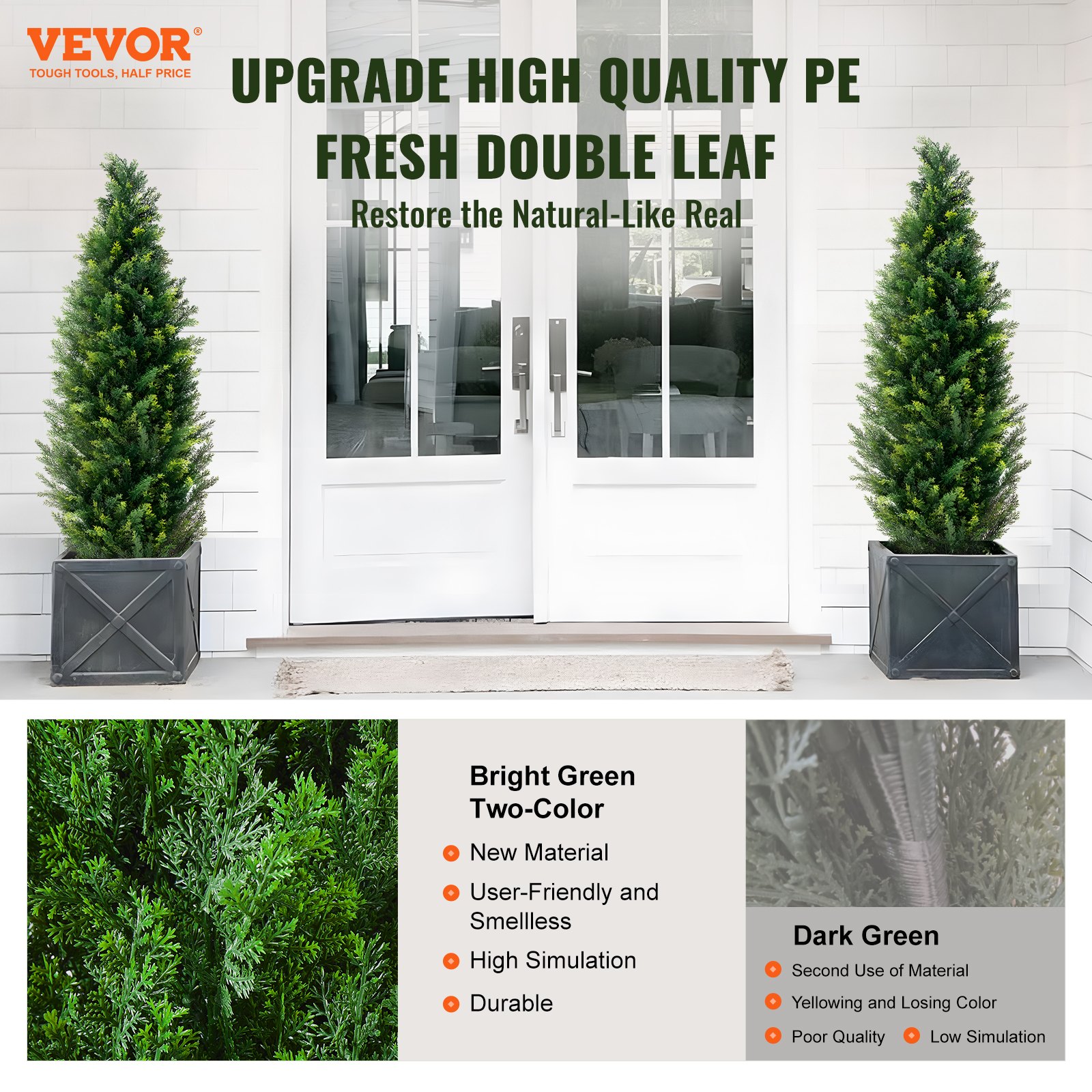 2 Pack 4' Artificial Cedar Topiary Tree Faux Plant UV Decor In/Outdoor - 2
