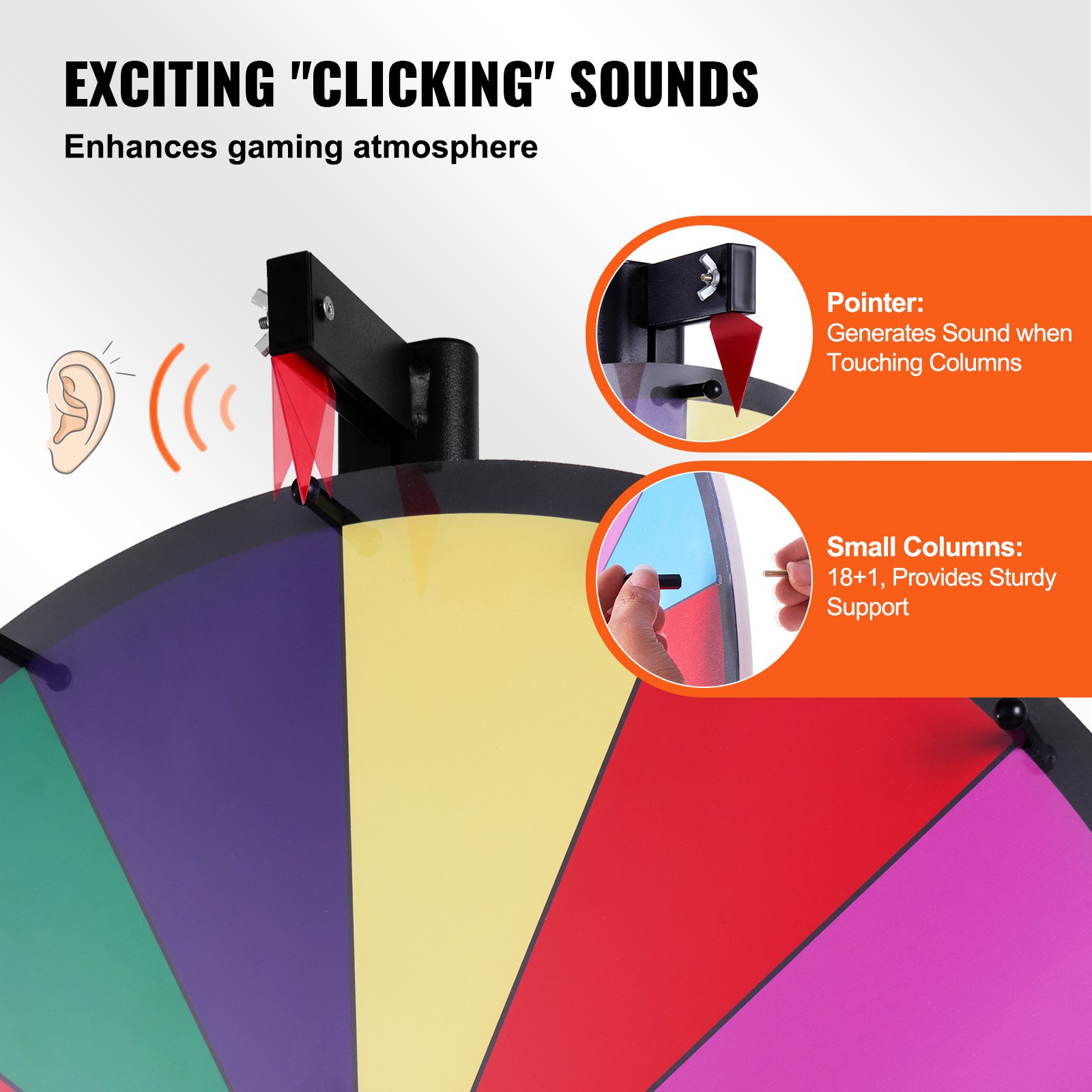 36-Inch Adjustable Spinning Prize Wheel – 18-Slot Dry Erase Fortune Spin Game for Trade Shows, Carnivals & Parties