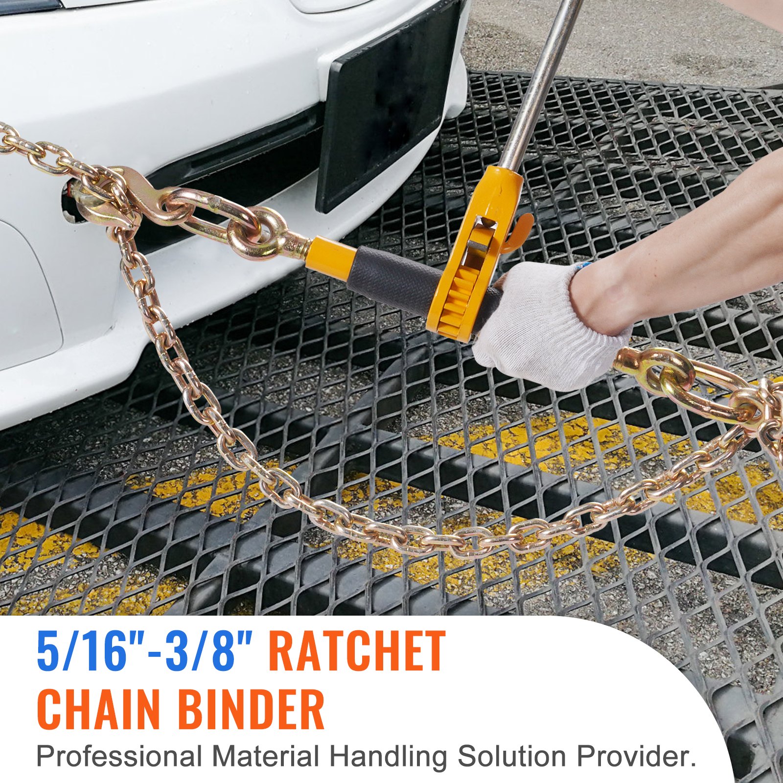 Ratchet Chain Binder, 5'16-3'8 Heavy Duty Load Binders, With G80 Chains Secure Load Limit, Labor-saving Anti-skid… - 2