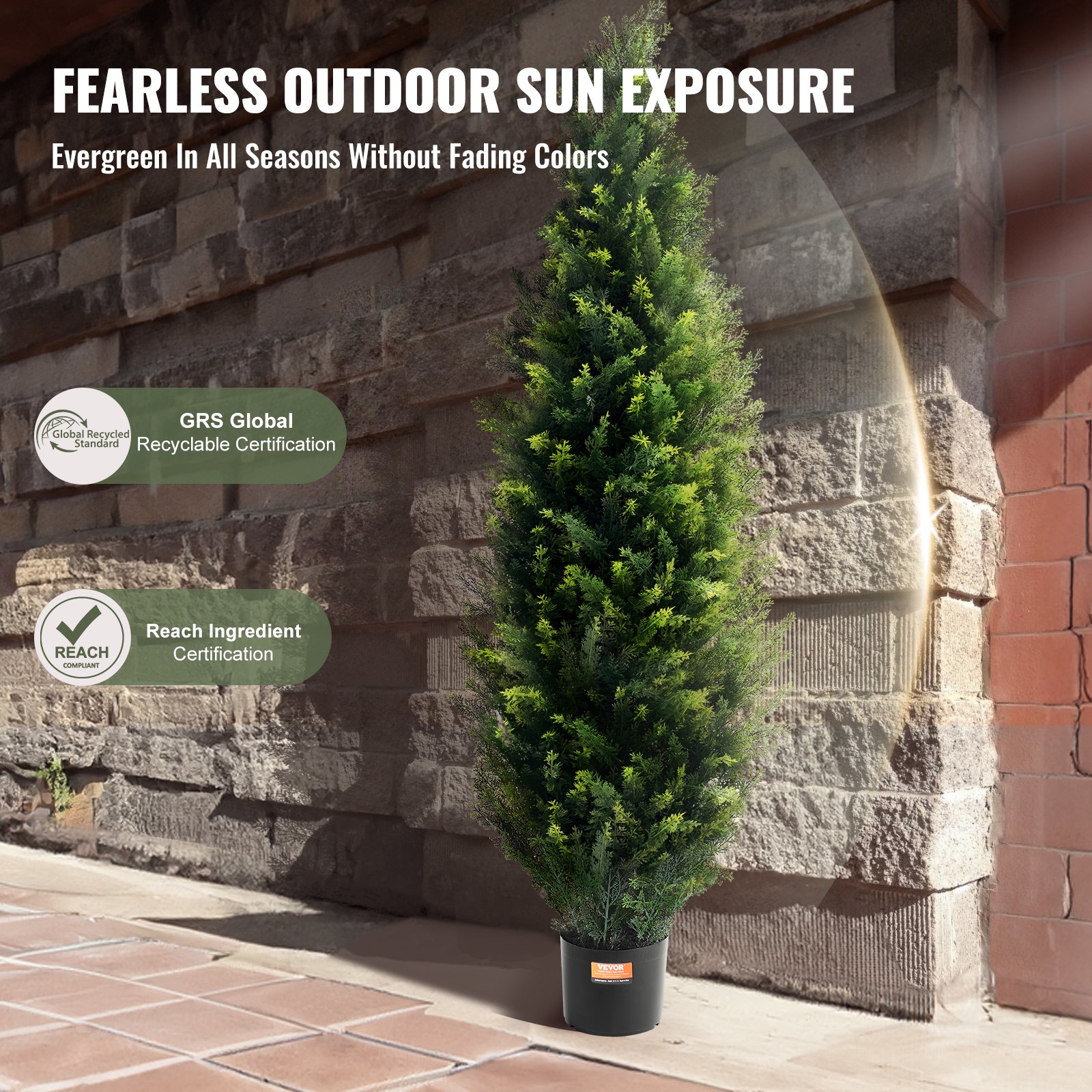 2 Pack 5' Artificial Cedar Topiary Tree Faux Plant UV Decor In/Outdoor image 4