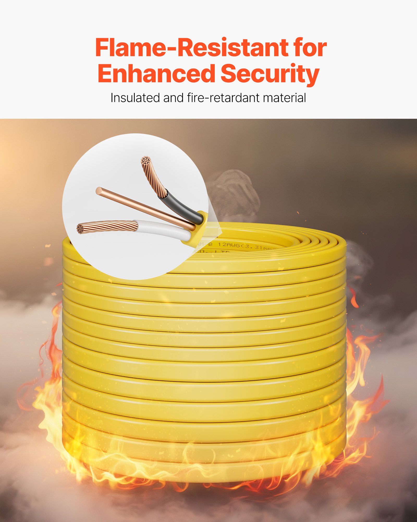 NM-B Wire 12AWG’2C Copper Core Cable 100 Ft Electrical Wire With Ground