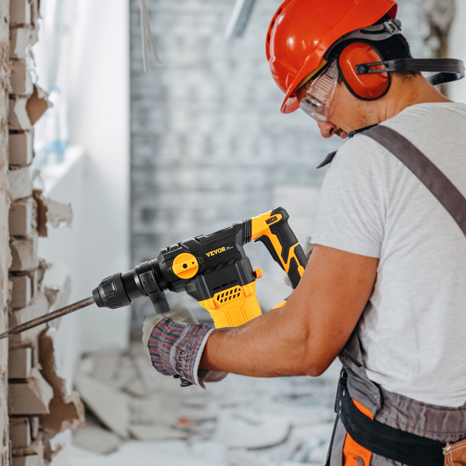 Rotary Hammer Drill Corded Drills 1-1'4' 4 Modes SDS-Plus Chipping Hammers - 6