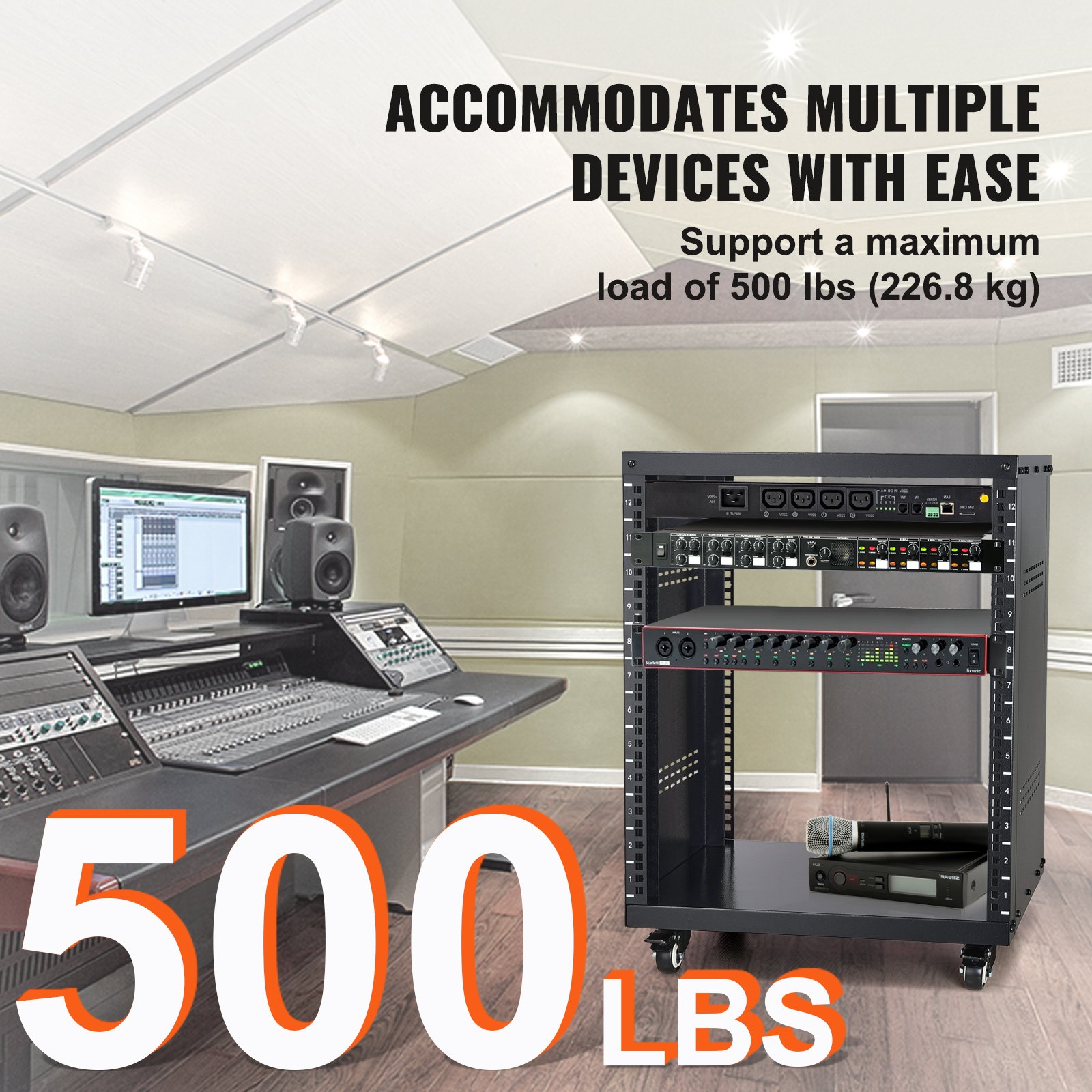 12U AV Rack Stand Capacity Network Stereo Recording Studio Rack - 3