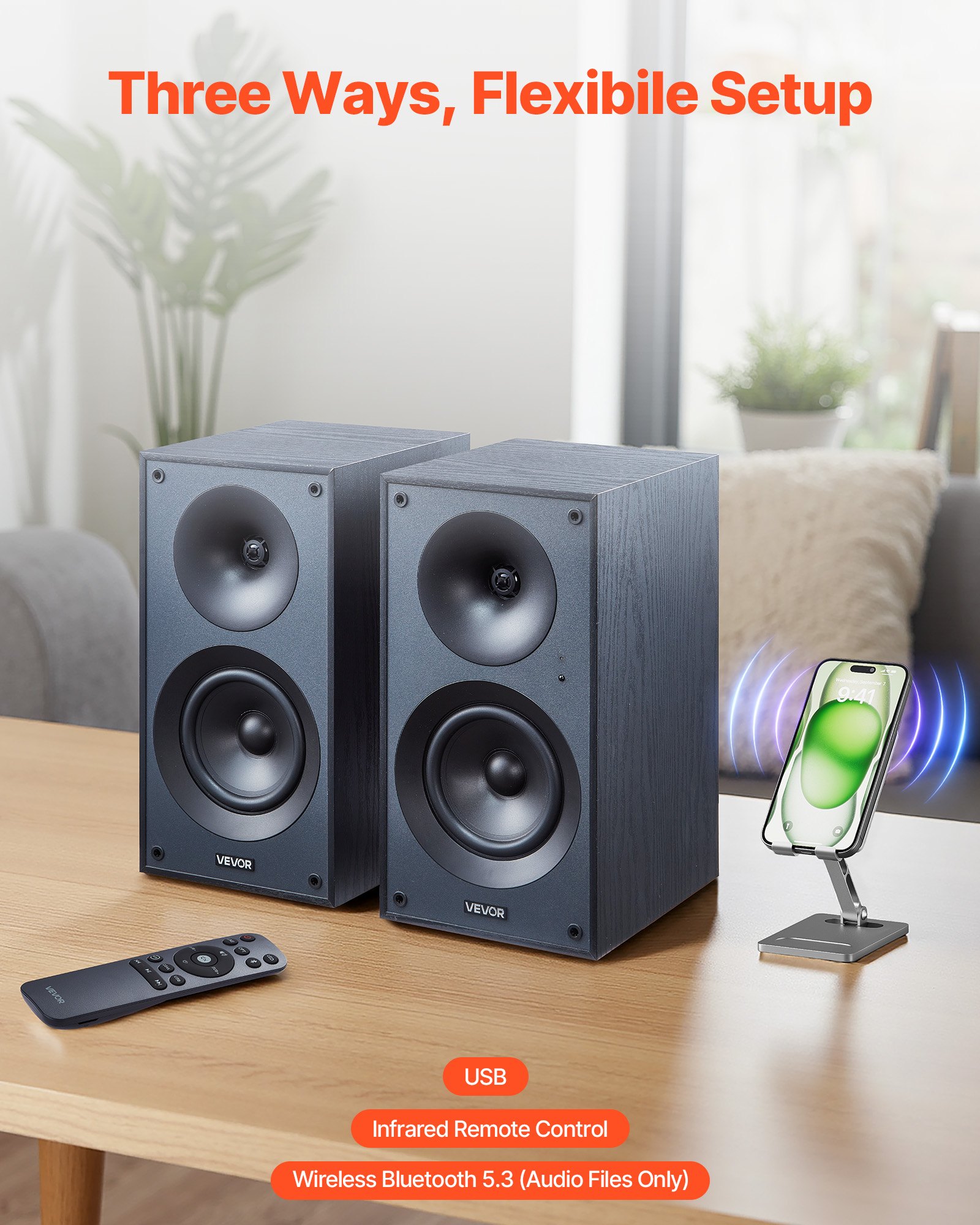 Active Powered Bookshelf Studio Monitor Speakers 25W X2 Bluetooth Coaxial Stereo