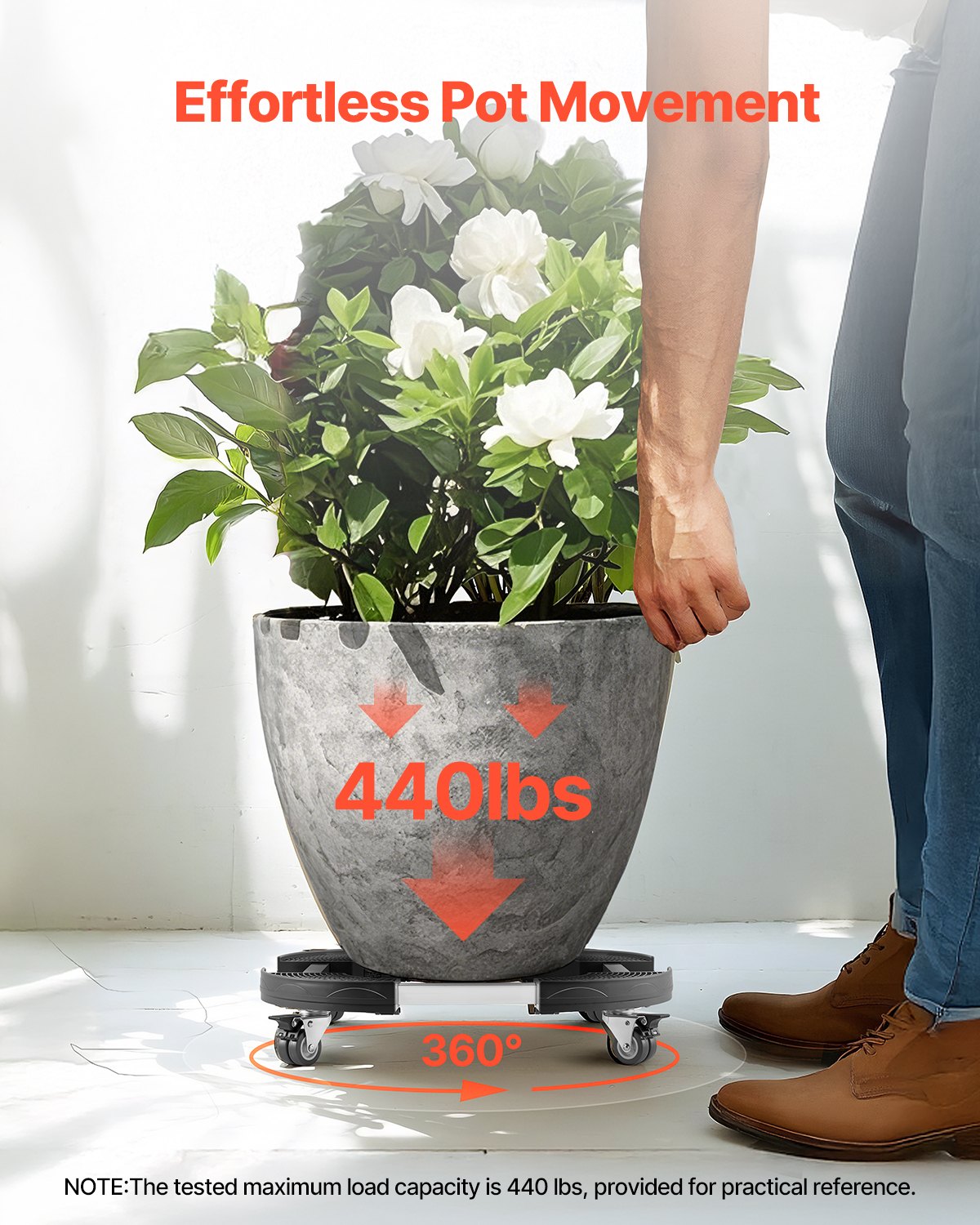 Round Trash Can Dolly 15-22.8 In Adjustable Furniture Dolly Heavy Duty - 2