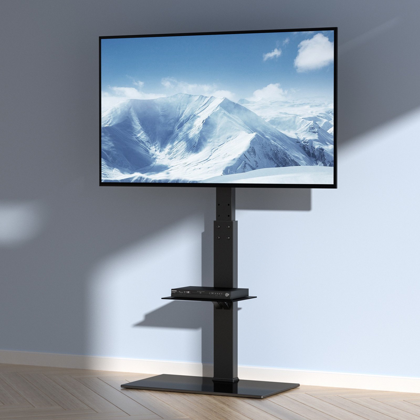 TV Stand Mount, Swivel Tall TV Stand For 32 To 85 Inch TVs, Height Adjustable Portable Floor TV Stand With Tempered Glass Base For Bedroom, Living Room_voghion.com