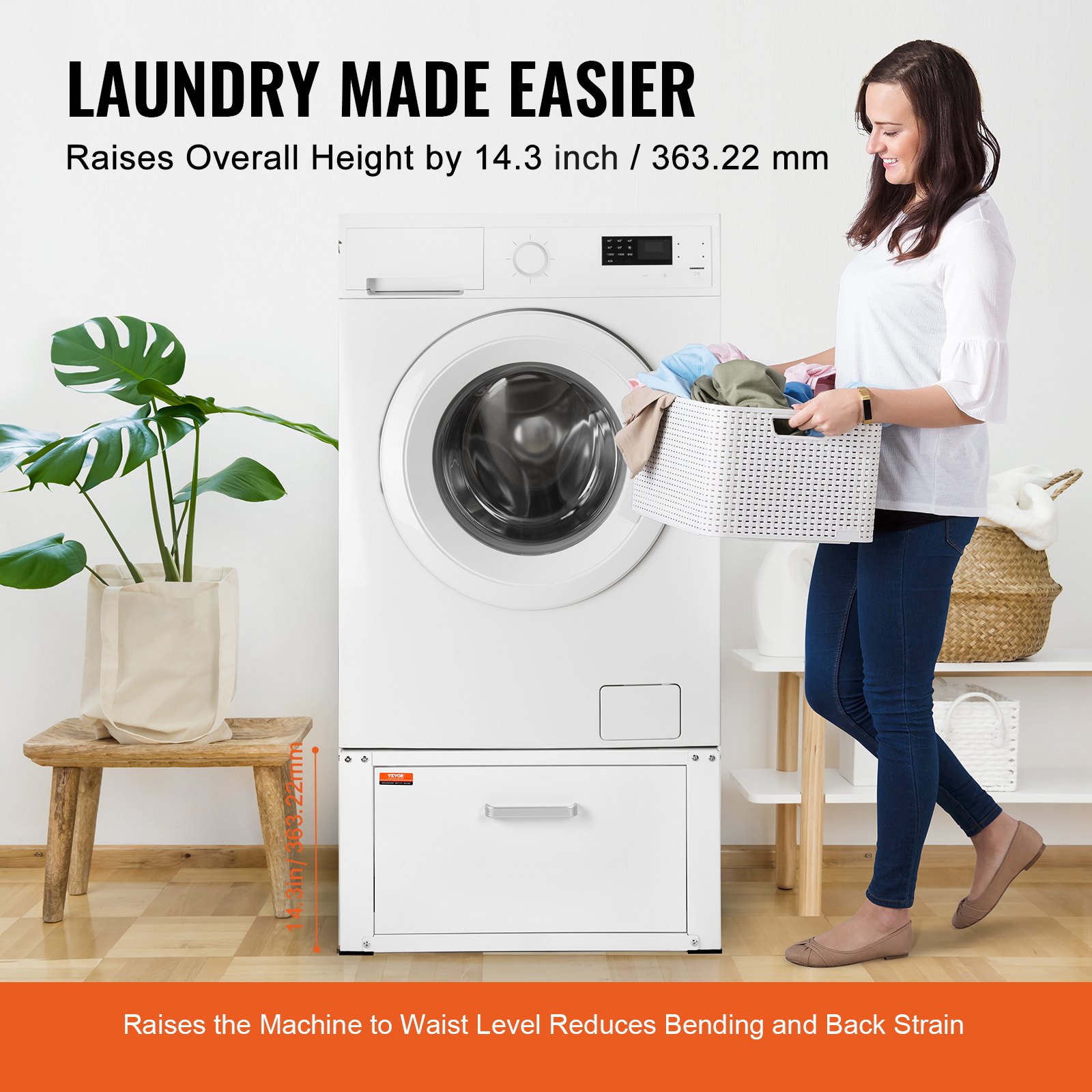 Laundry Pedestal 27" Wide 14.4" Height, Washer And Dryer Base Stand Platform Universal Fit 660lbs… image 5