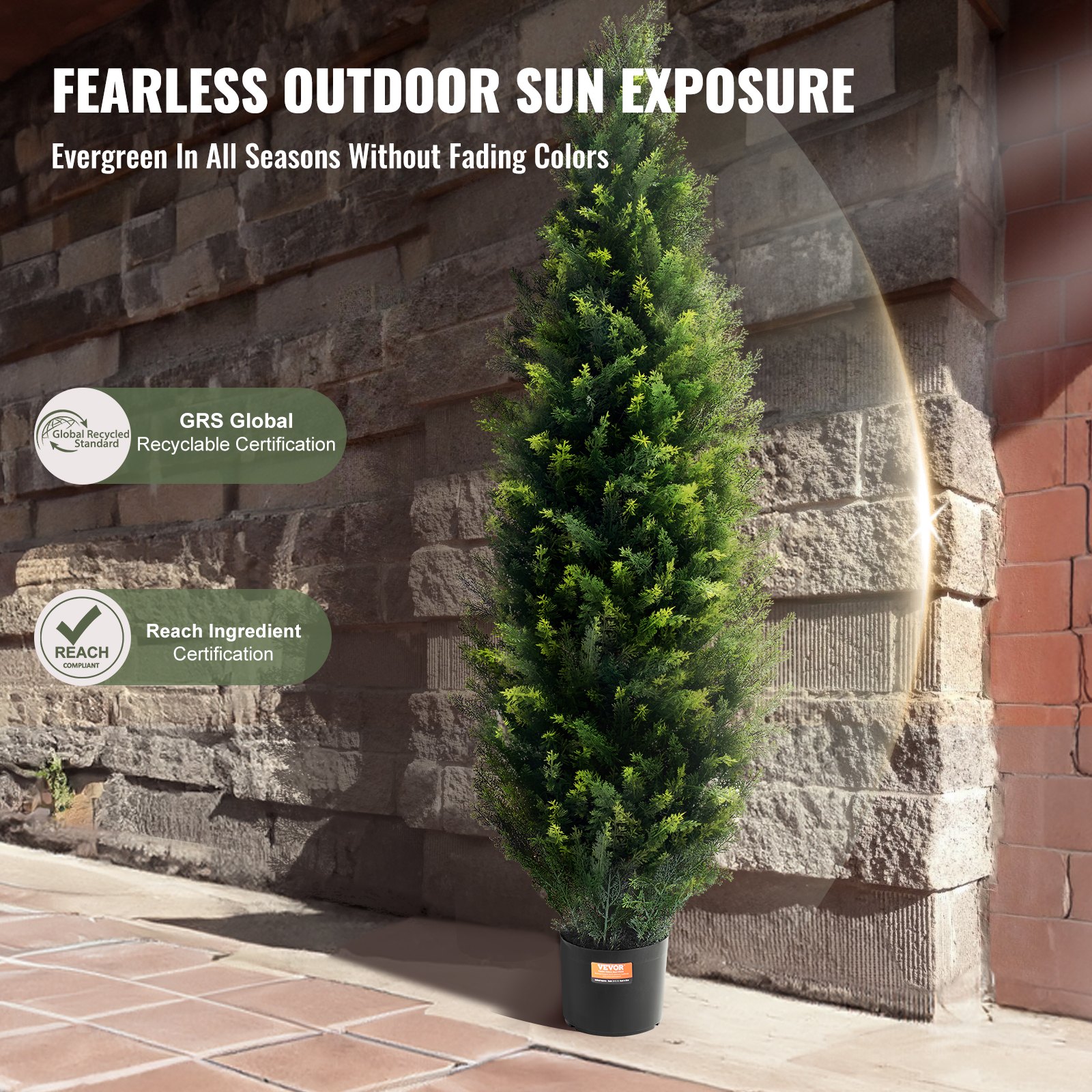 2 Pack 4' Artificial Cedar Topiary Tree Faux Plant UV Decor In/Outdoor - 4