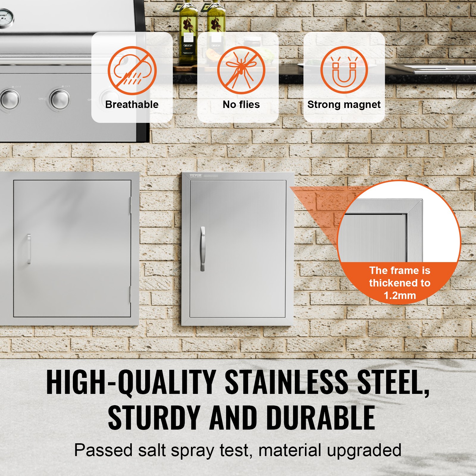 BBQ Access Door, 16W X 22H Inch Single Outdoor Kitchen Door, Stainless Steel Flush Mount Door, Wall Vertical Door… - 3