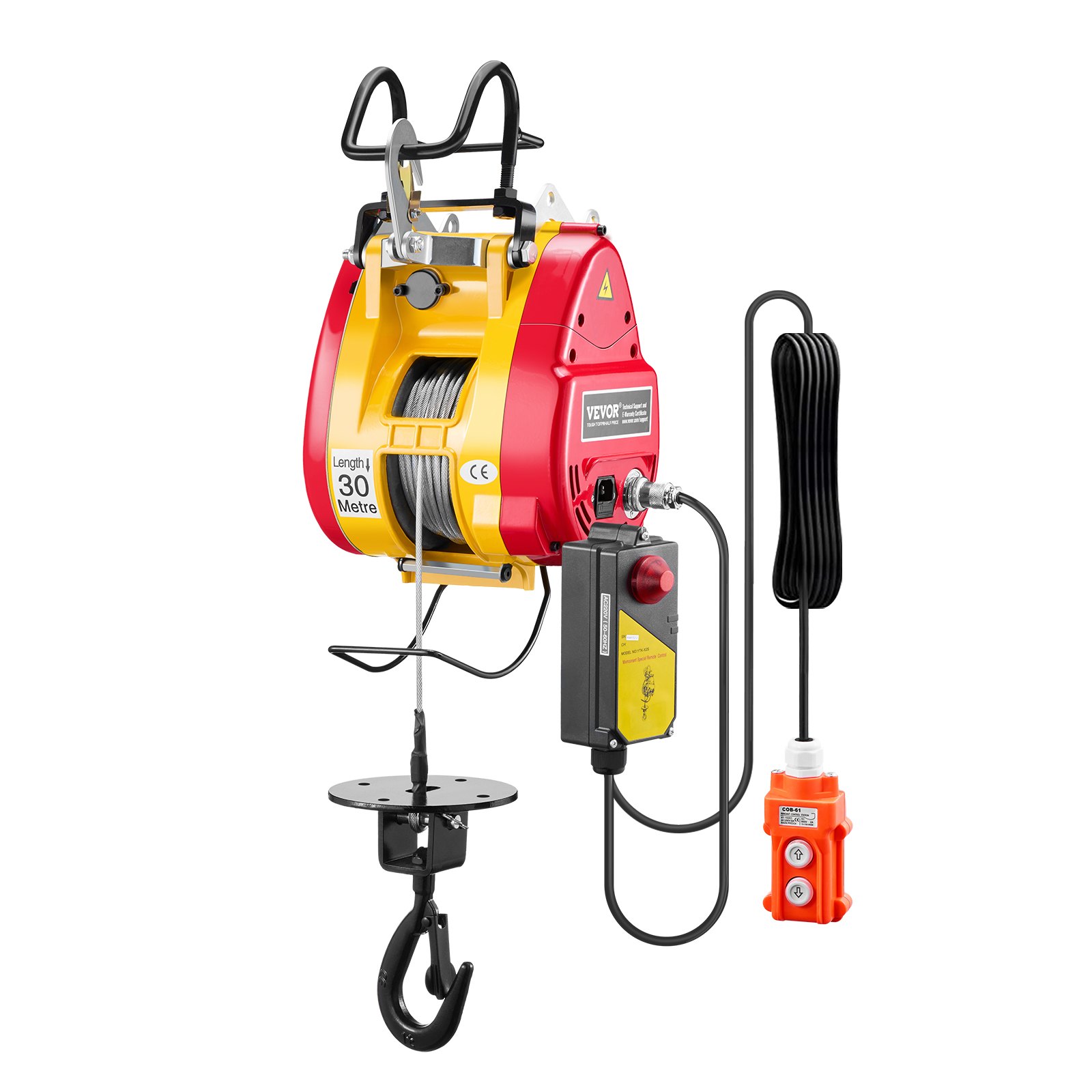 2-in-1 Portable Electric Hoist Winch 1100LBS Wired,Wireless Remote Control