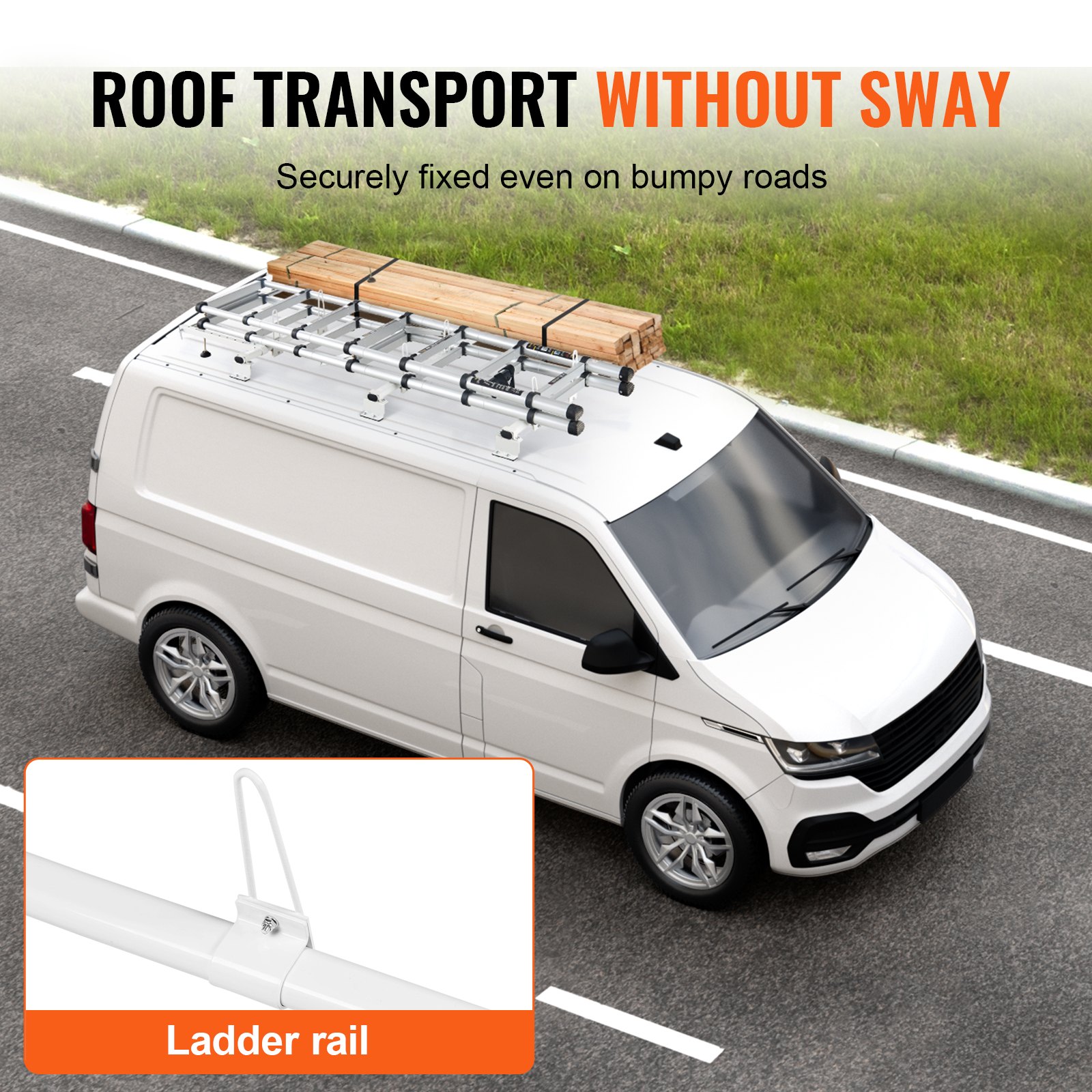 Trailer Ladder Rack, 56-inch 3 Crossbars Ladder Roof Rack, Heavy-duty Steel Van Roof Ladder Rack, 90 Kg Capacity Each Bar Van Ladder Rack With Cargo Roller, Fit For Ford Transit Custom 2013-2024 - Image 5