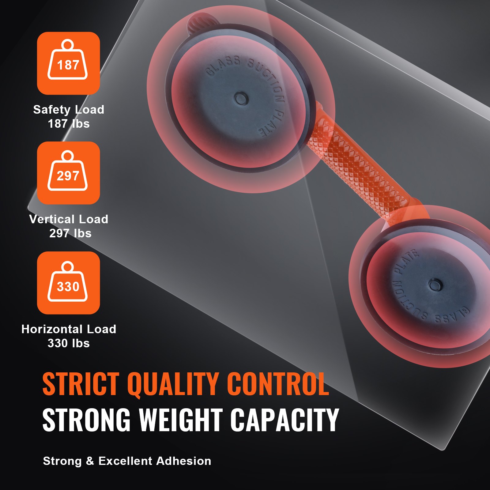 Glass Suction Cup, 2 Pack 330 Lbs Load Capacity, Vacuum Suction Cup With Aluminum Handle, Heavy Duty Industrial Suction Cup Lifter Tool For Glass, Granite, Tile, Metal, Wood Panel Lifting image 4