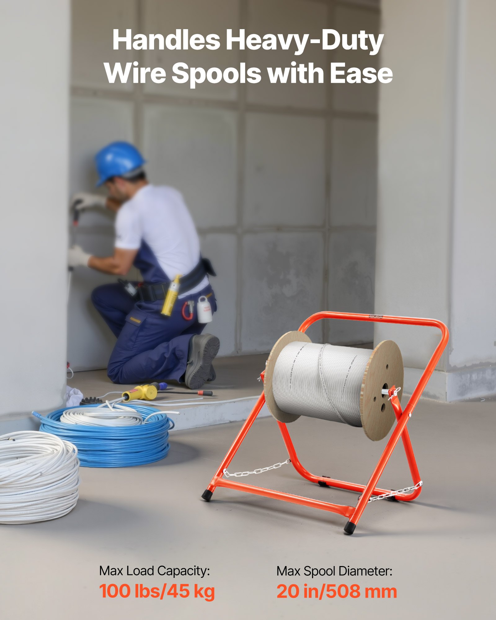 Foldable Wire Spool Rack Heavy Duty Cable Caddy For Electrical Industrial Retail