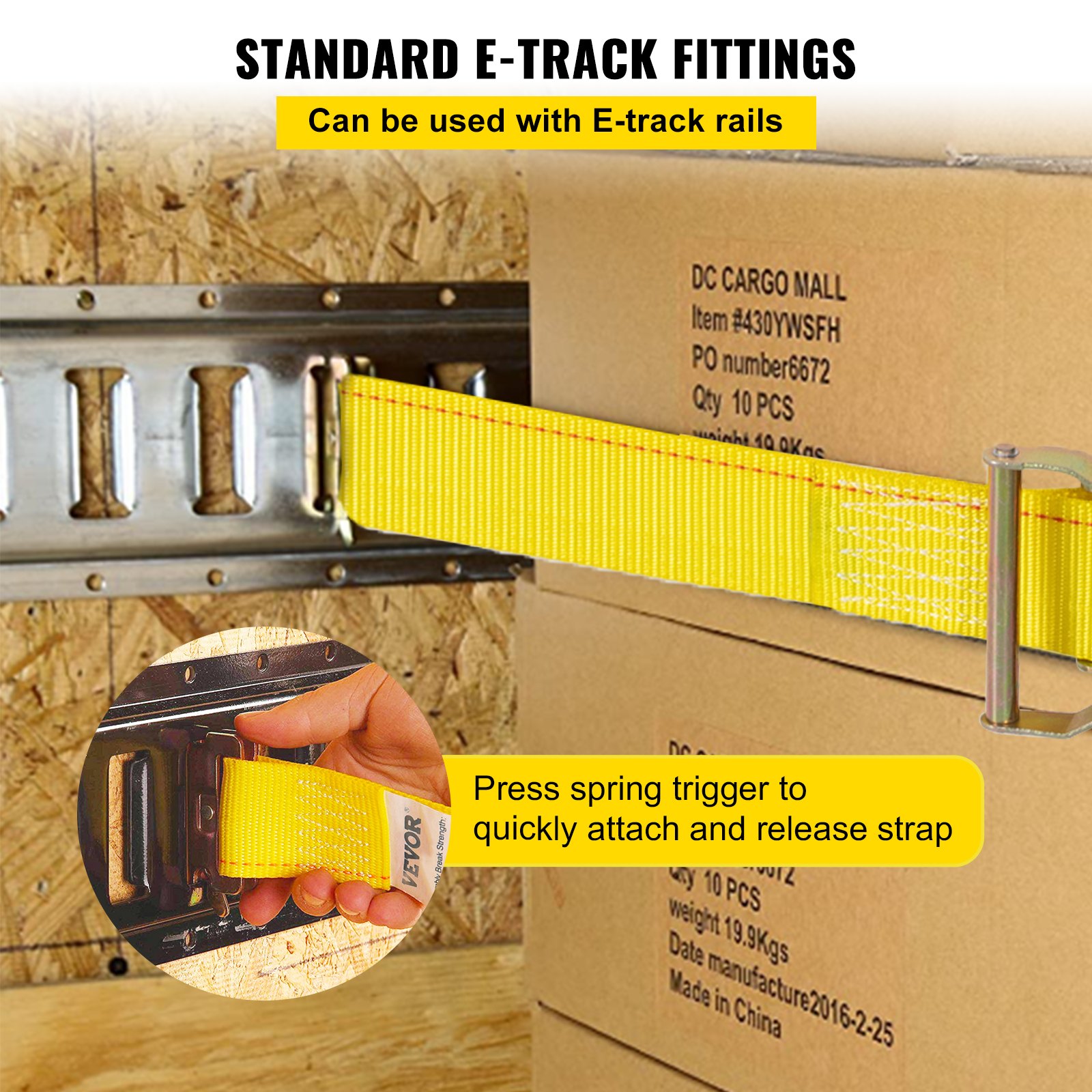 E Track Ratchet Strap, 18PCS 2' X 15' E-Track Straps 4400 LBS Breaking Strength, With Polyester Webbing &… image 5