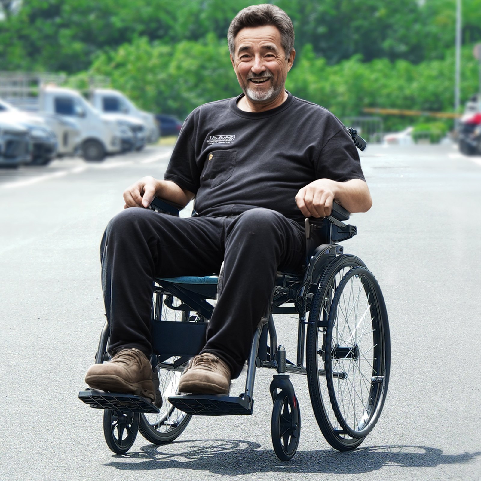 Wheelchair Aluminum Alloy Ultra-Lightweight 18-In Wide Seat 250lbs – Blue