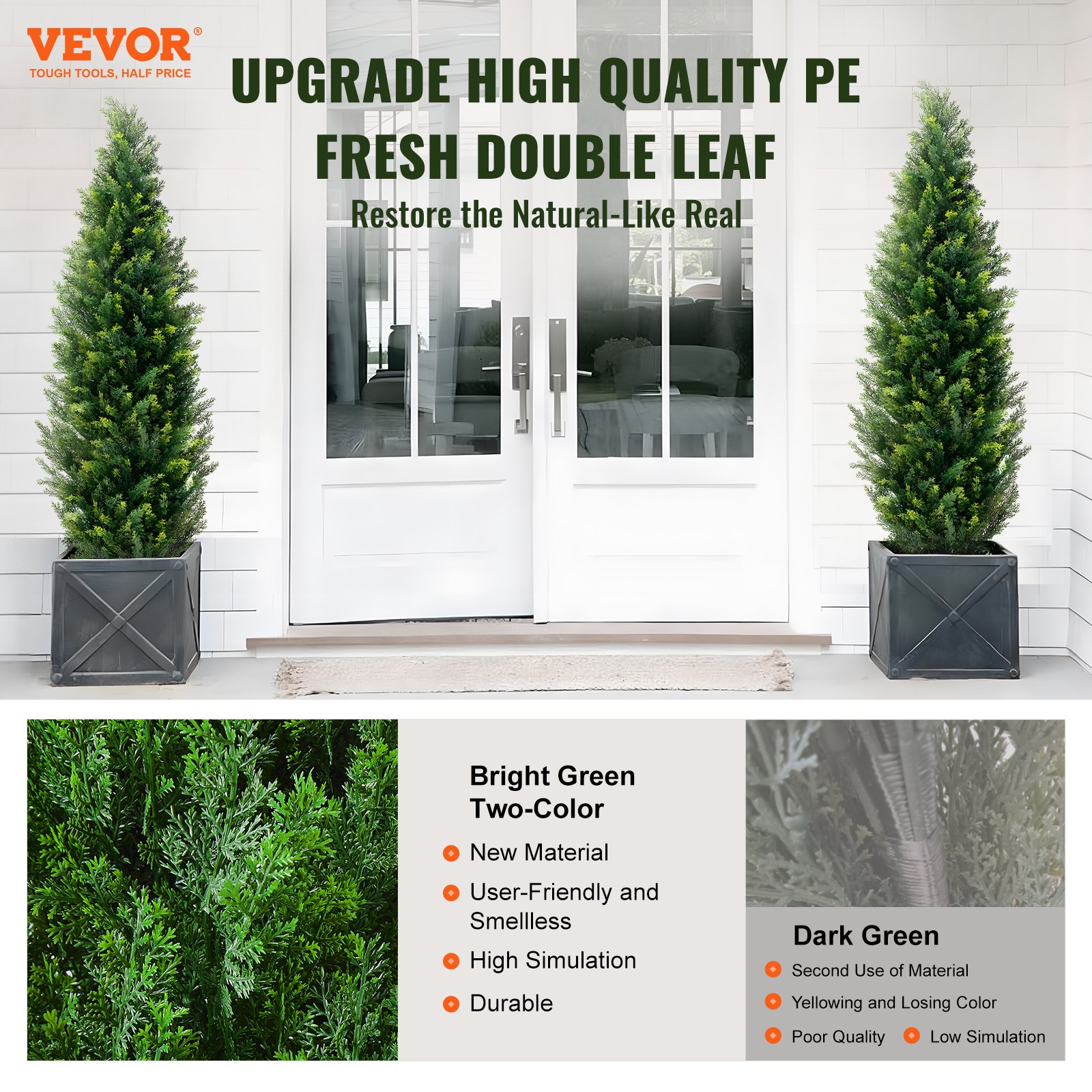 2 Pack 5' Artificial Cedar Topiary Tree Faux Plant UV Decor In/Outdoor image 2