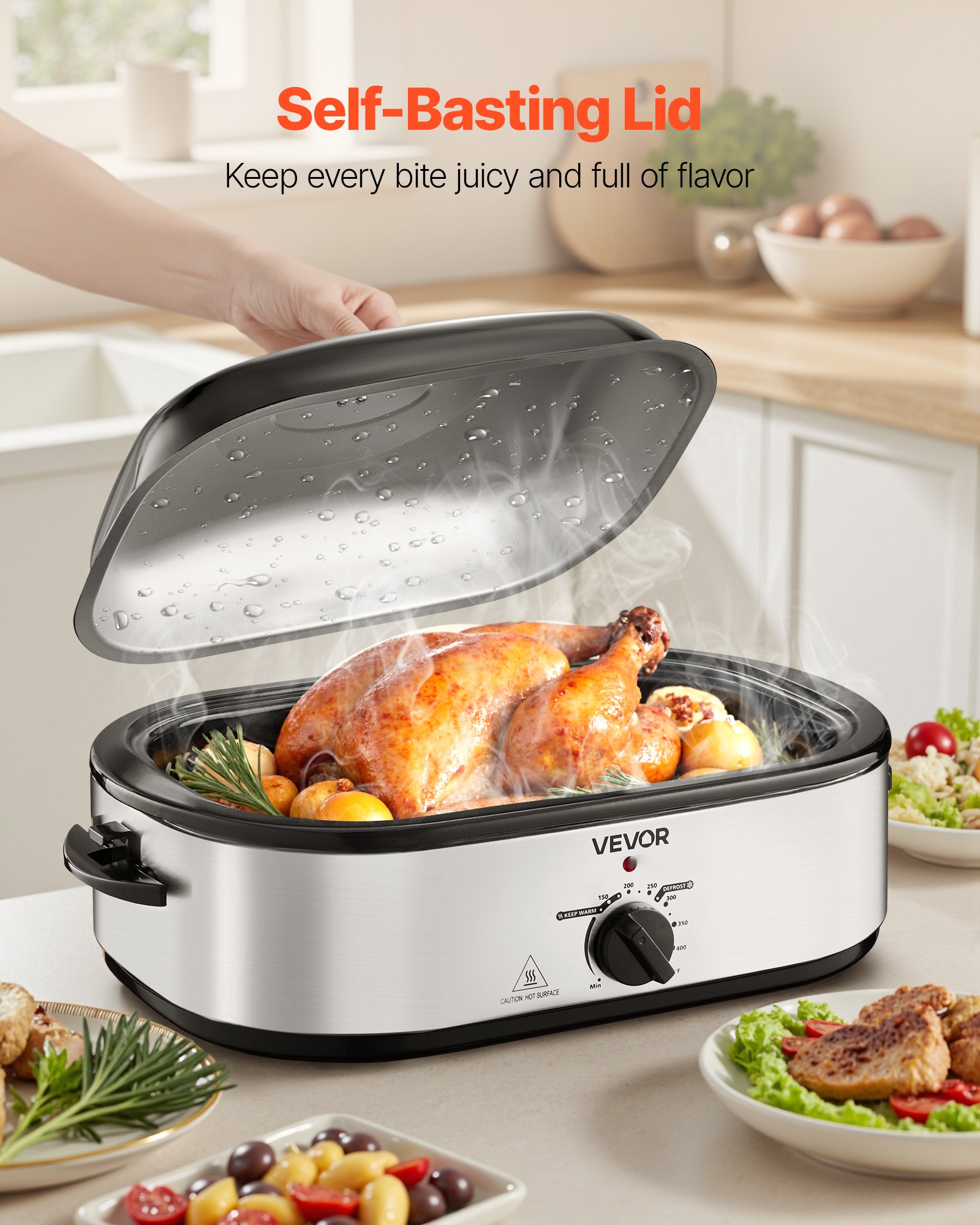 Electric Roaster Oven 14QT Electric Roasting Pan With Self-Basting Lid — foto 2