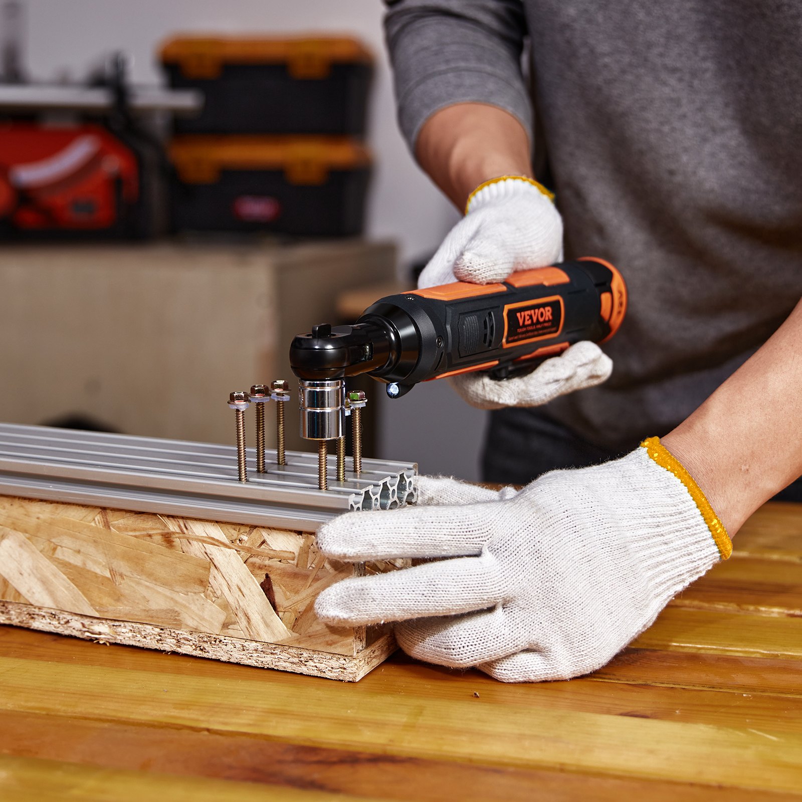 3/8&Prime; Cordless Electric Ratchet Wrench Set, 12V 33 Ft-lbs Power Ratchet Tool Kit,