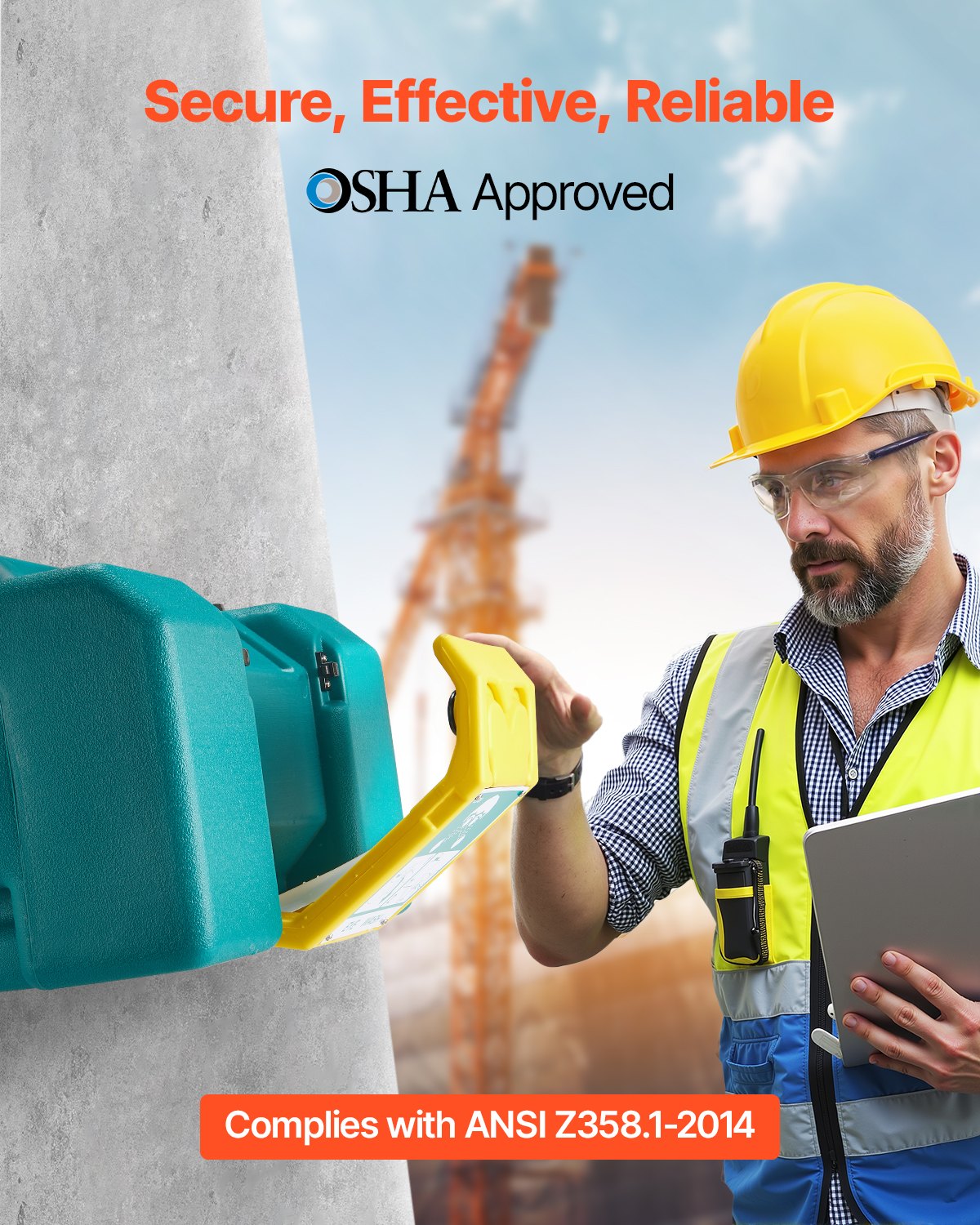 Portable 8-Gallon Emergency Eyewash Station – Gravity-Fed OSHA Compliant Safety Station for Job Sites & Workshops