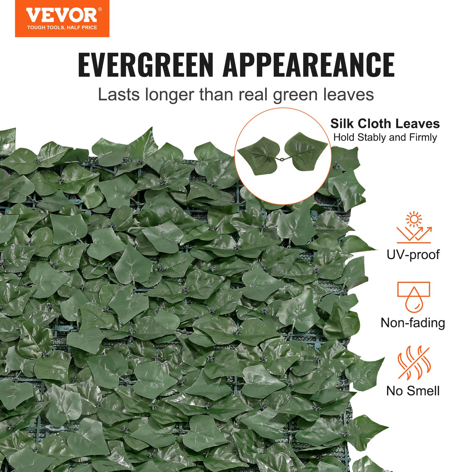 39"x198" Artificial Faux Ivy Leaf Privacy Fence Screen With Mesh Cloth Backing image 2