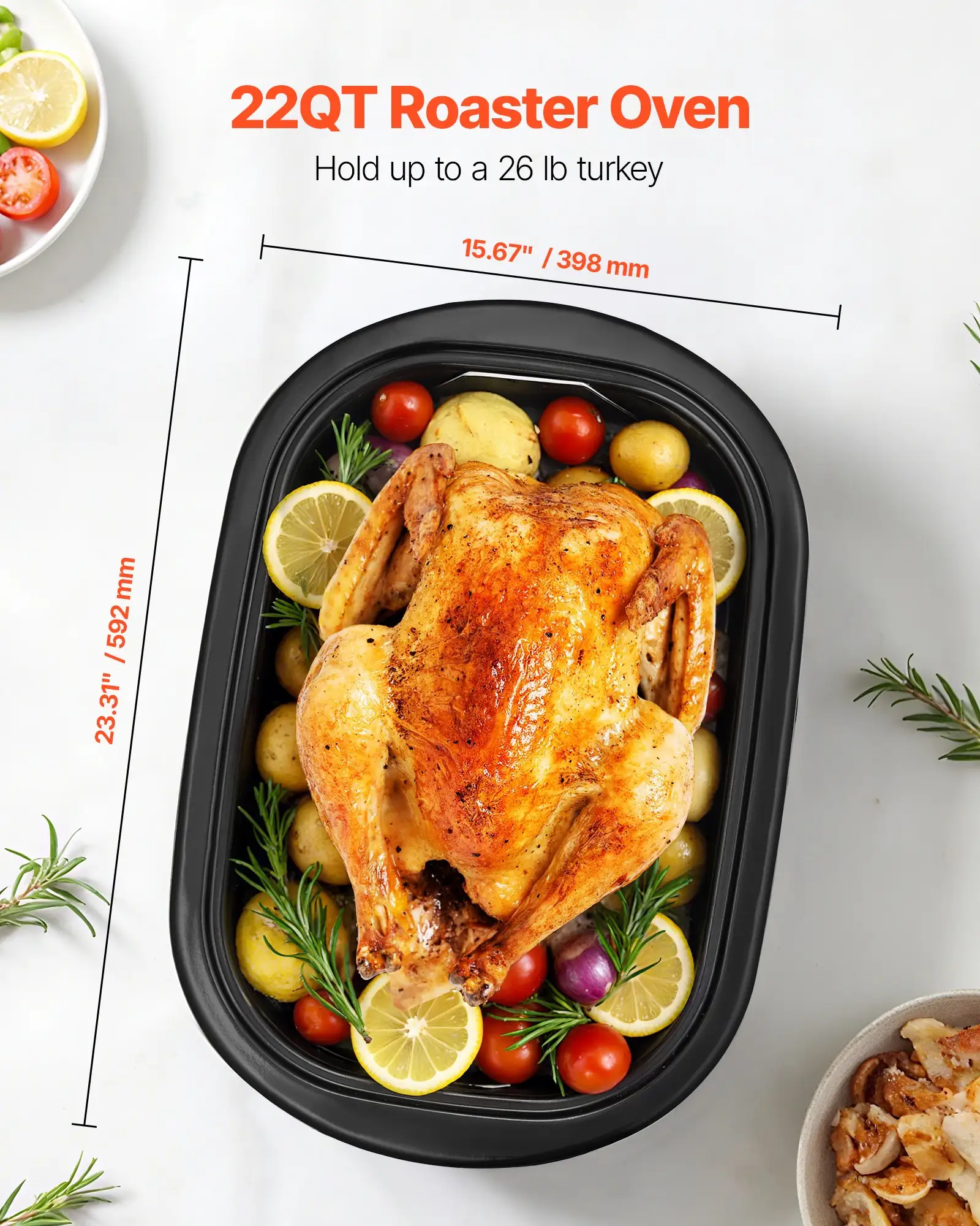 Electric Roaster Oven 22QT Electric Roasting Pan With Self-Basting Lid