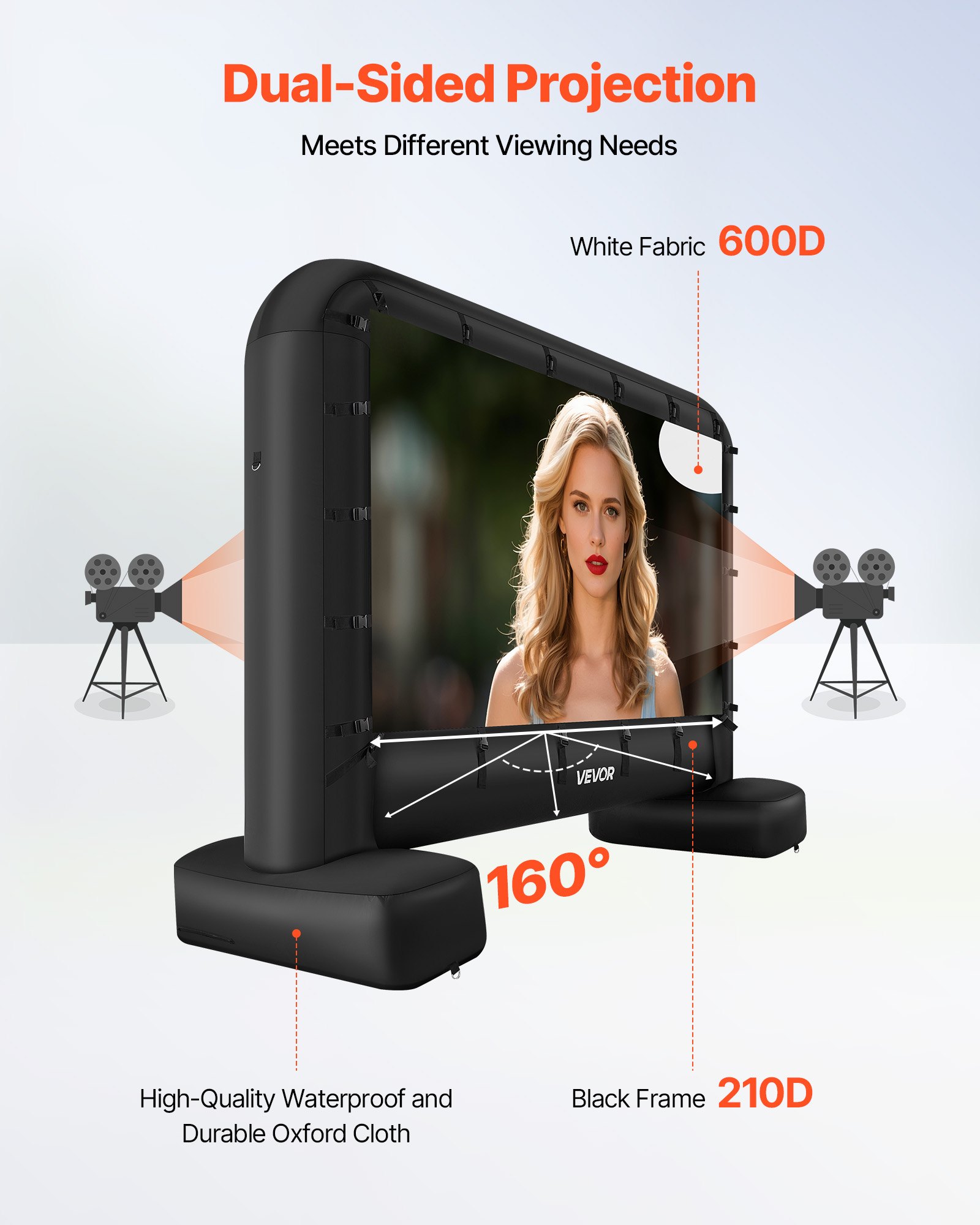 14 Ft Inflatable Movie Screen 16:9 600D Movie Projection With Portable Bag