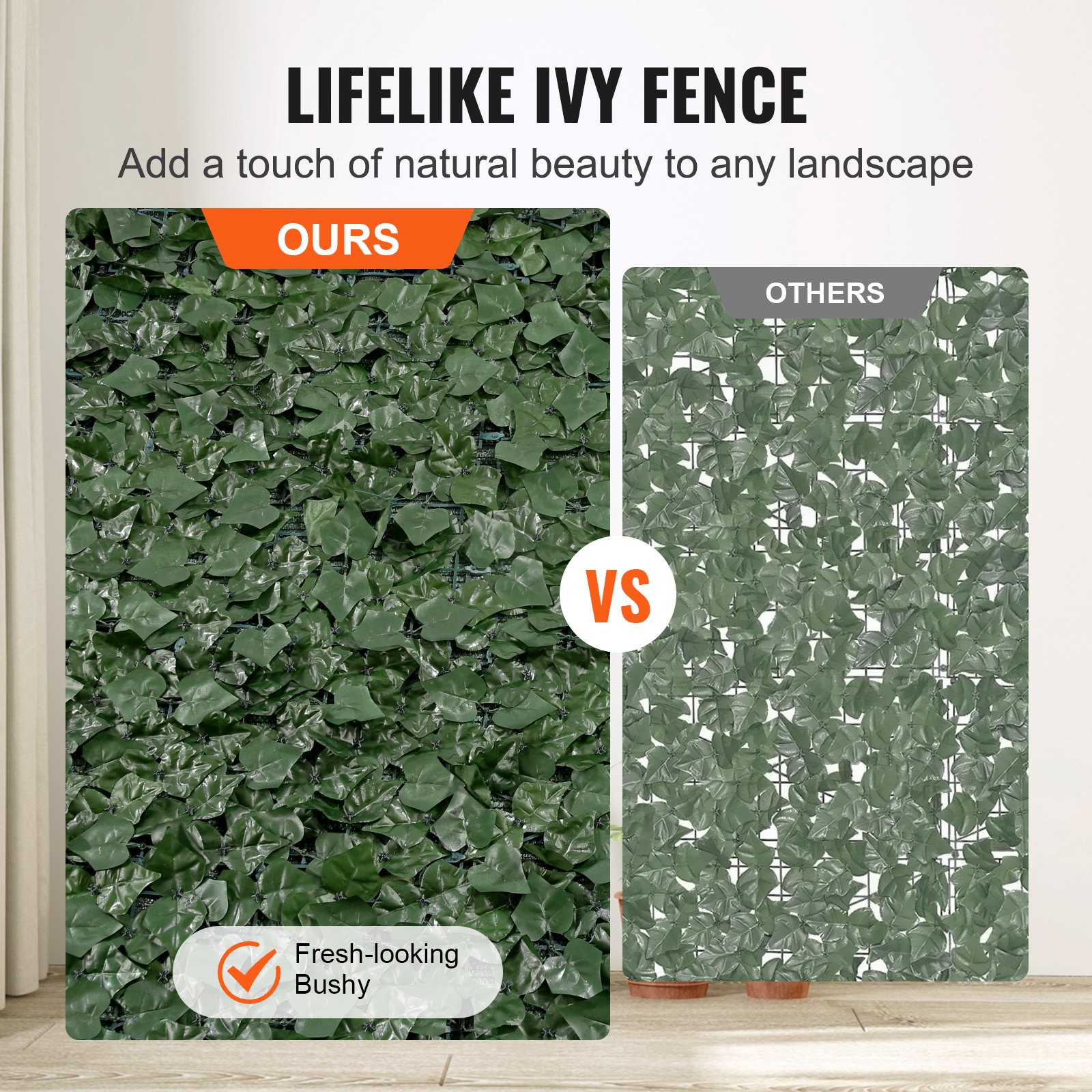 39"x198" Artificial Faux Ivy Leaf Privacy Fence Screen With Mesh Cloth Backing image 4