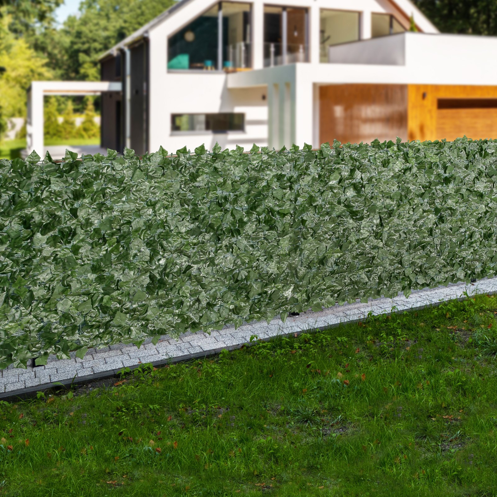 39"x198" Artificial Faux Ivy Leaf Privacy Fence Screen With Mesh Cloth Backing