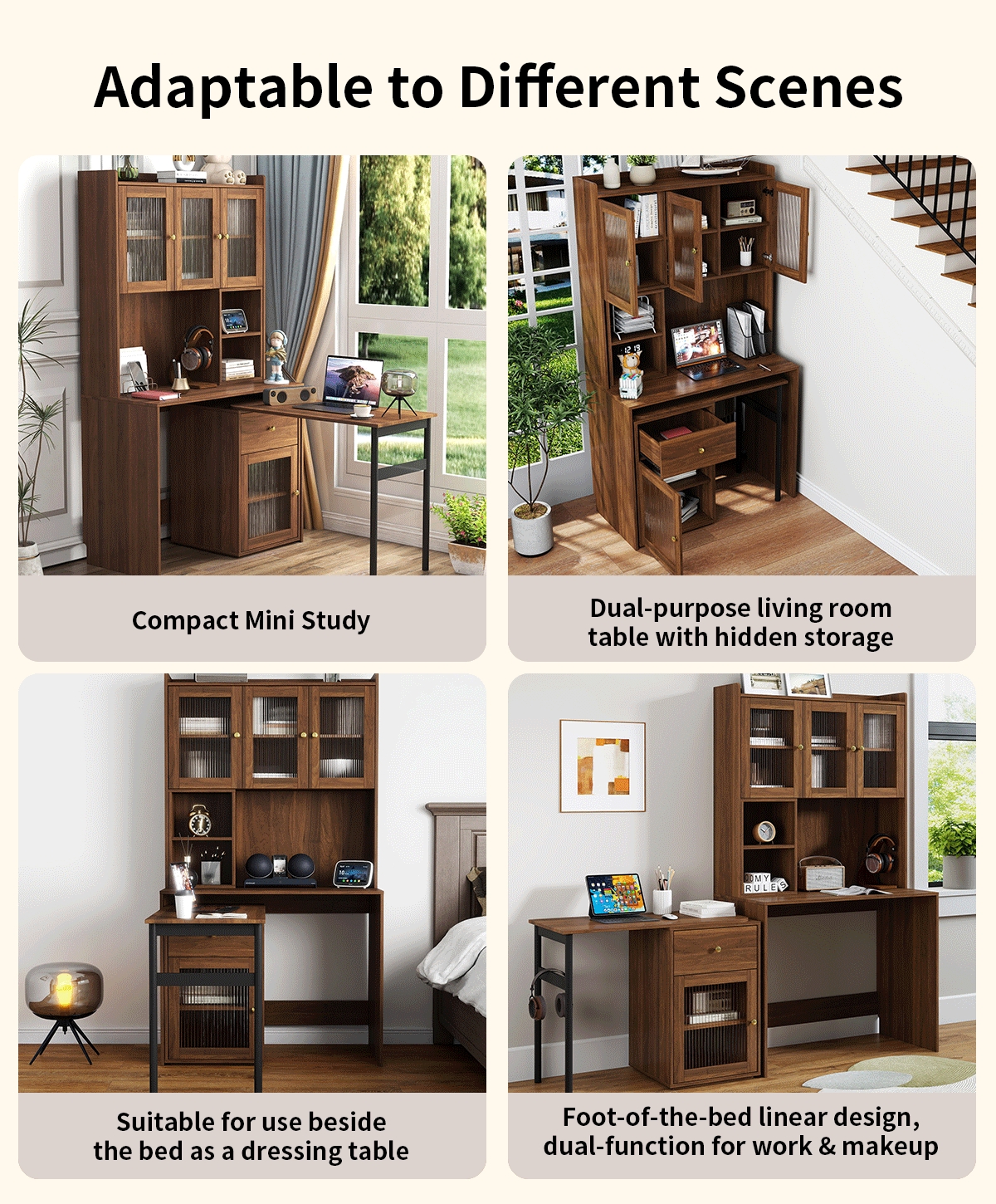 Computer Desk with Bookshelf and Hutch, picture 4 of 5