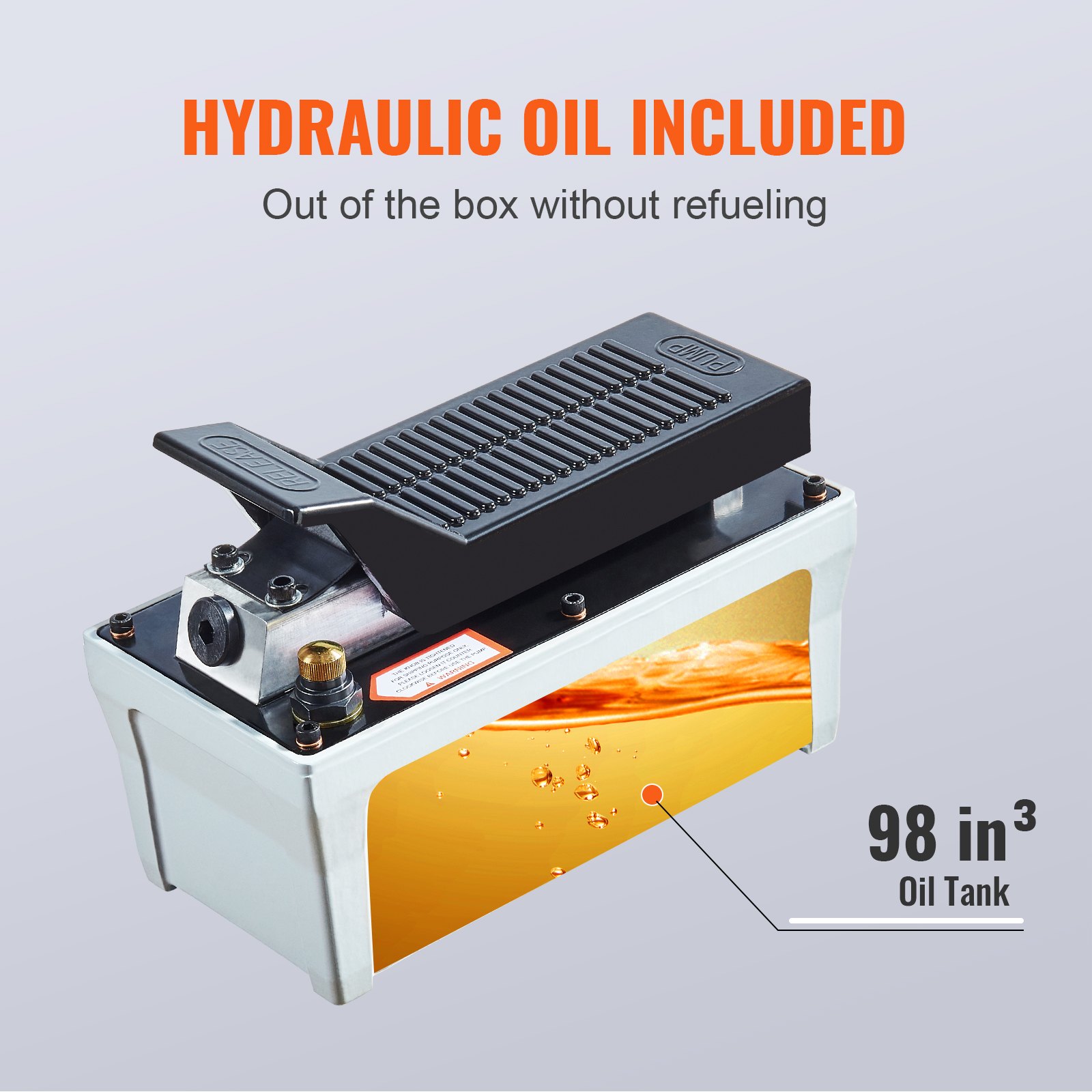 Air Hydraulic Pump, 10,000 PSI 1/2 Gal Reservoir, NPT 3/8" Oil Outlet, NPT 1/4" Inlet, 6.6 Ft Pipe, Foot Actuated Hydraulic Pump Air Treadle For Auto Body Frame Machines And Pulling Post, Gray