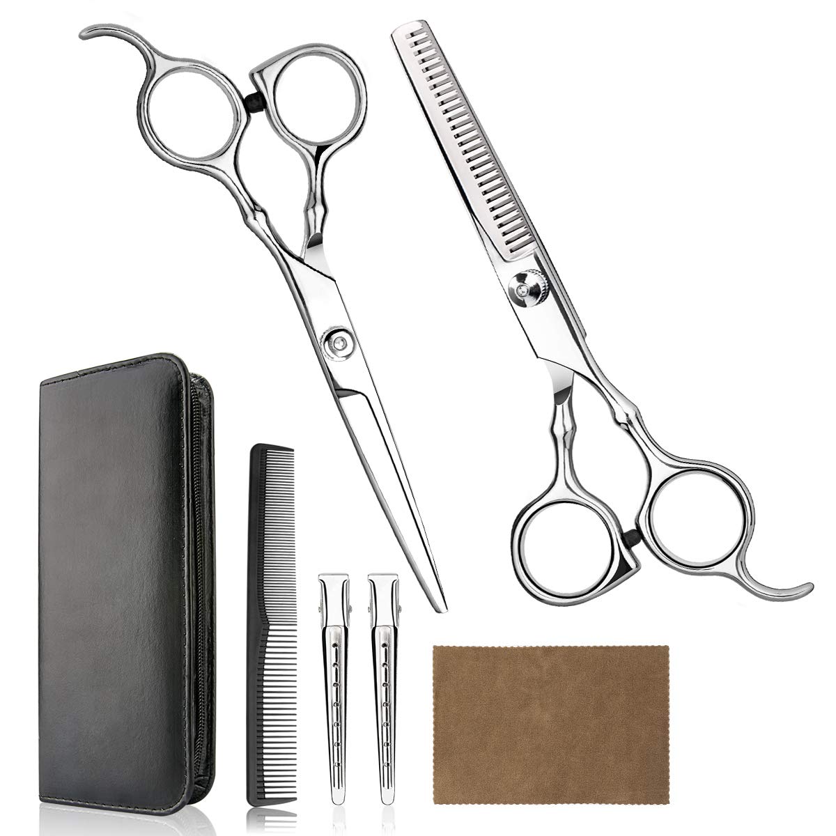 Hair Cutting Scissors Set, 6 Inch Hairdressing Thinning Shears For Hair Cutting For Women, Men, Kids Silver W13535434 - Shop at LoveMi