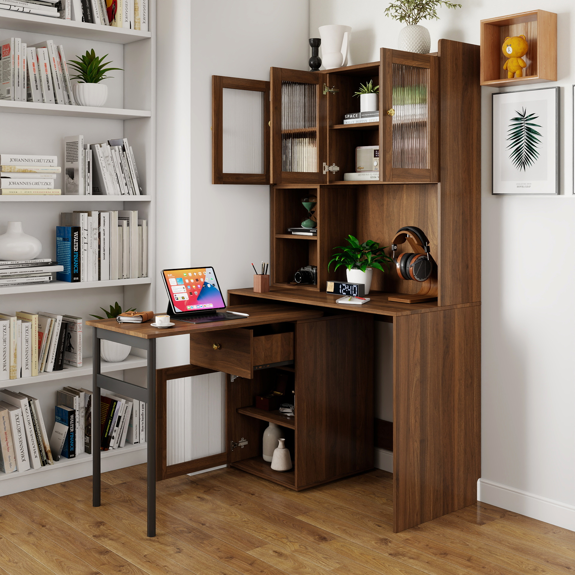 Computer Desk with Bookshelf and Hutch, picture 5 of 5