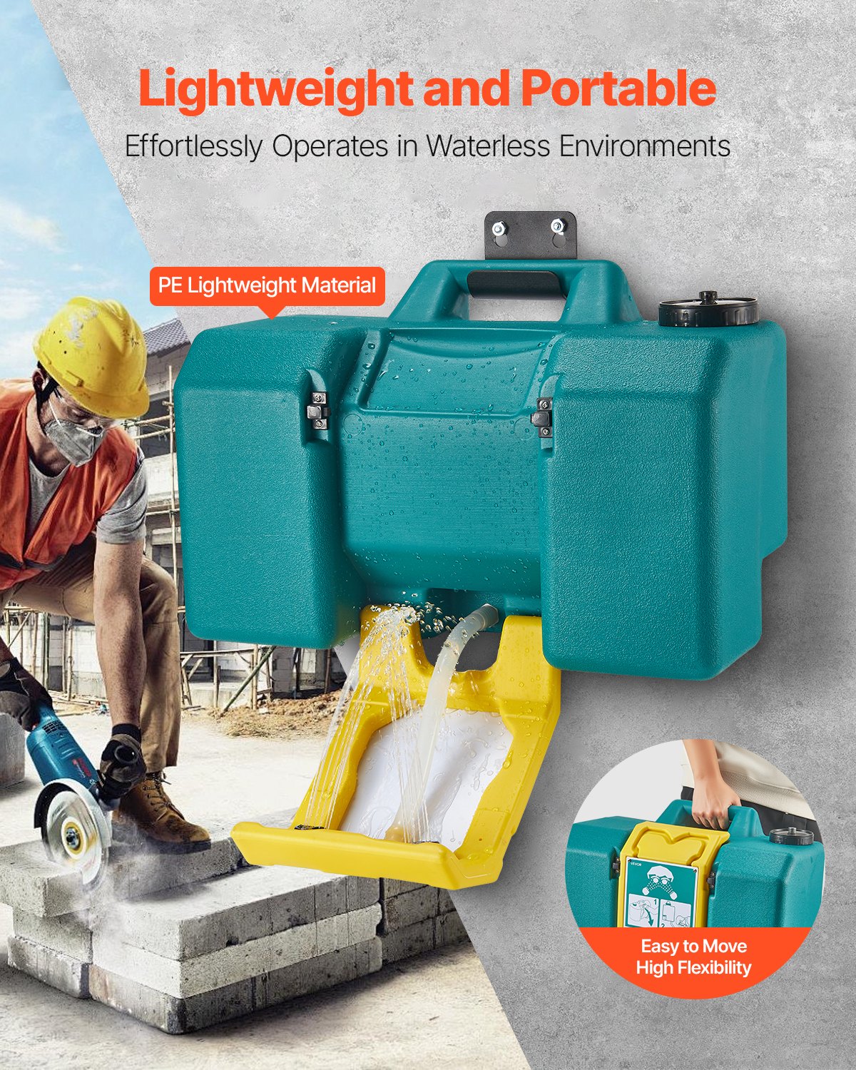 Portable 8-Gallon Emergency Eyewash Station – Gravity-Fed OSHA Compliant Safety Station for Job Sites & Workshops