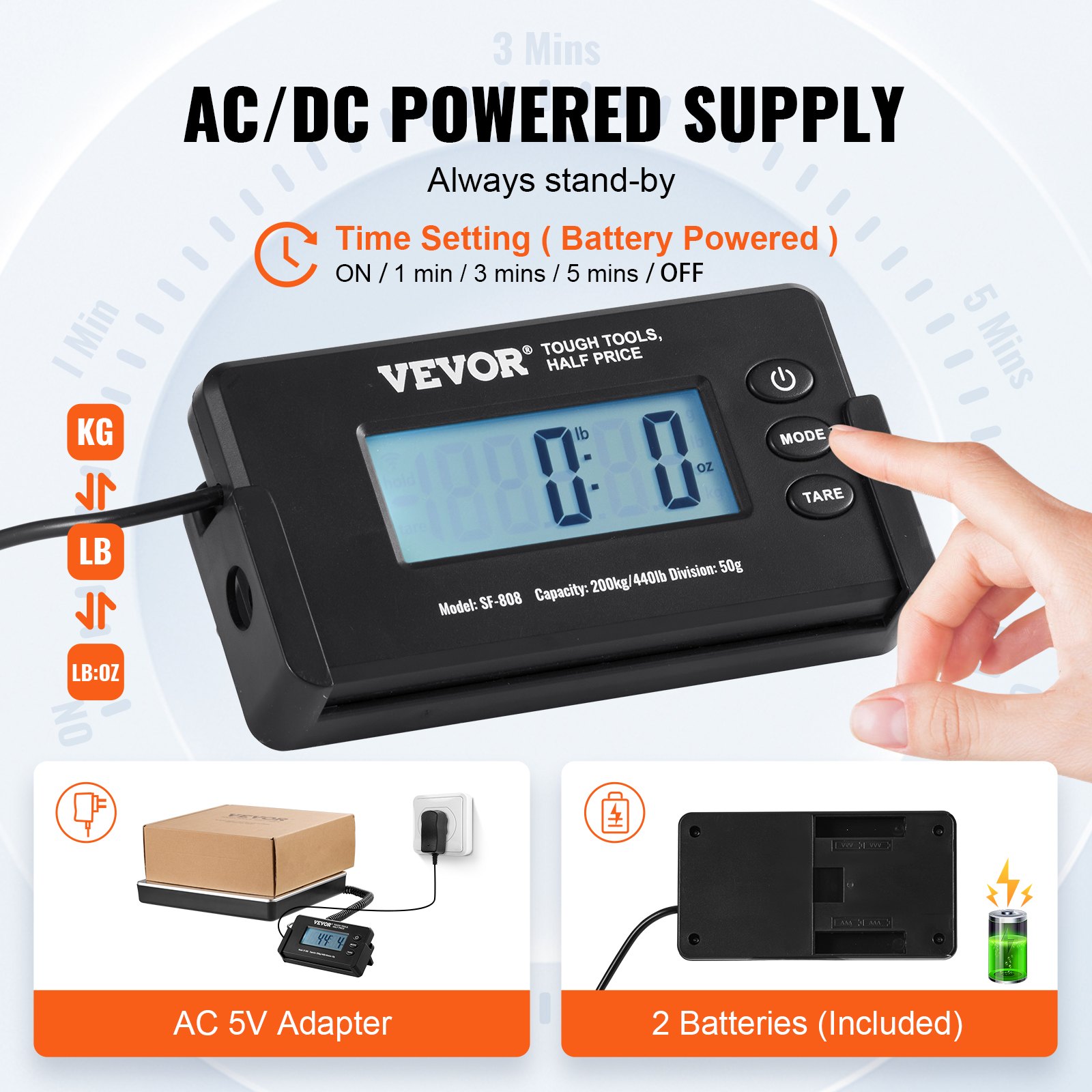 Digital Shipping Scale, 440 Lbs X 1.7 Oz. Heavy Duty Postal Scale With Timer, Tare Function, HD LCD… image 4
