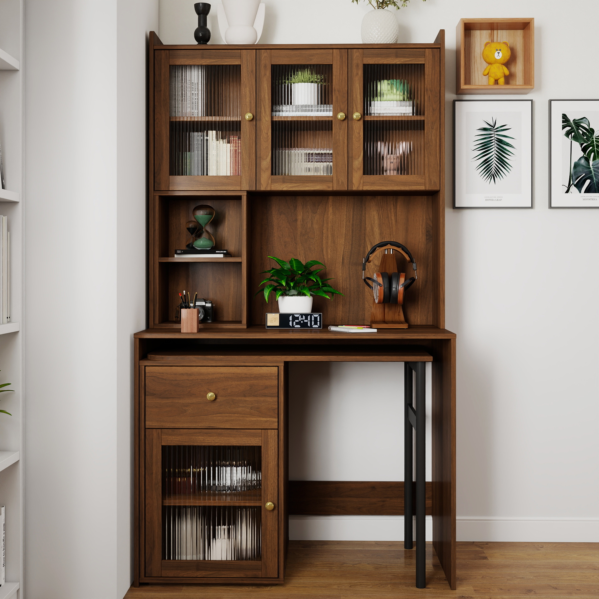 Computer Desk with Bookshelf and Hutch, picture 2 of 5