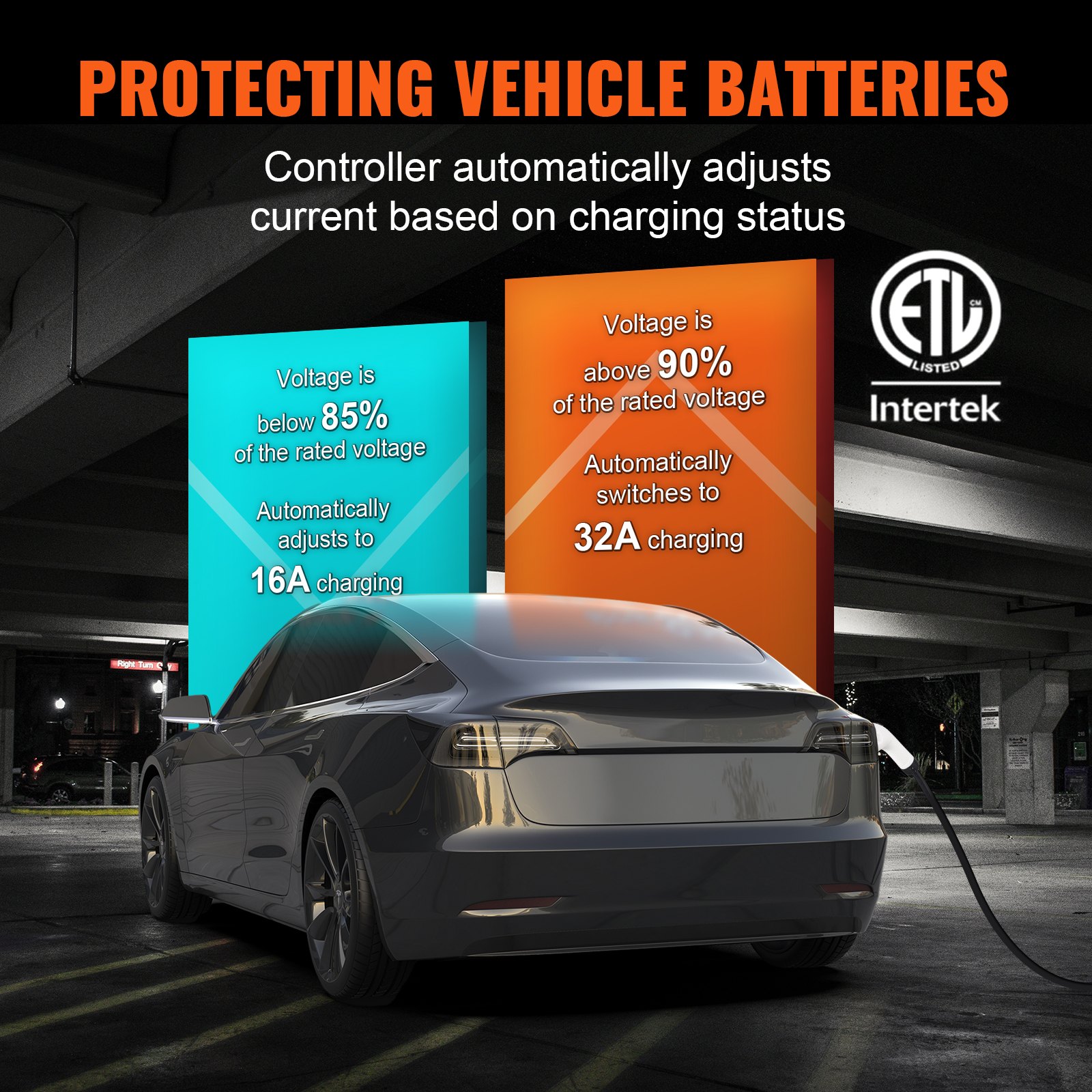 Level 2 Portable EV Charger, 32 Amp 240V, Electric Vehicle Charger With 28 Ft Charging Cable NEMA 14-50P Plug, 16/20/24/32A Adjustable Current Plug-in Home EV Charging Station For SAE J1772 EVs - Image 3