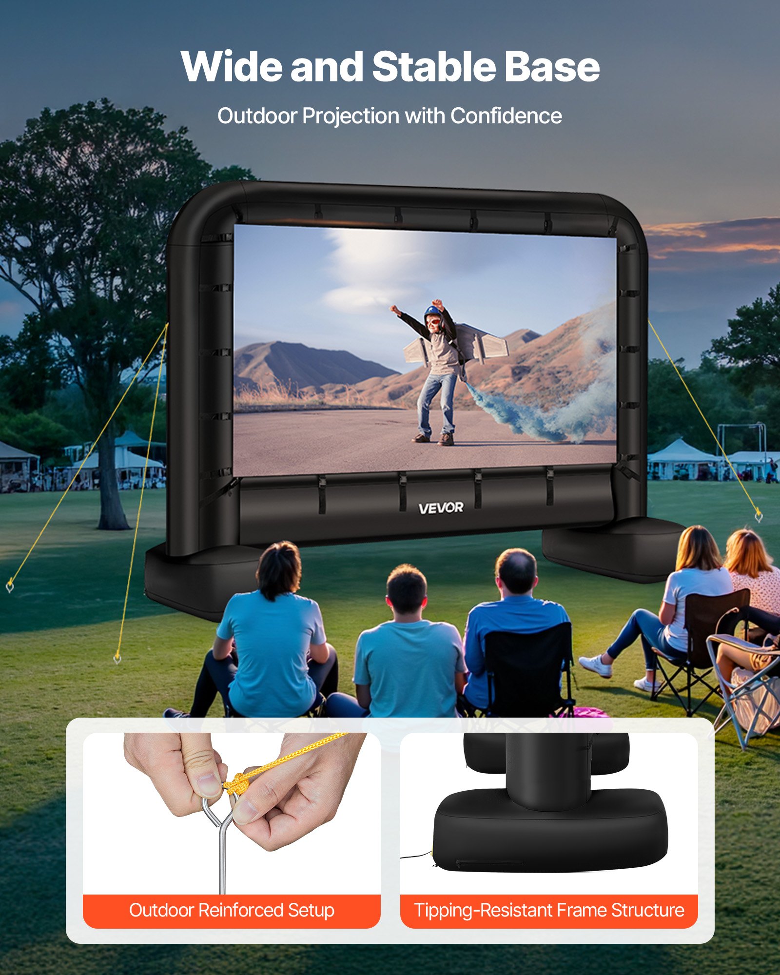 14 Ft Inflatable Movie Screen 16:9 600D Movie Projection With Portable Bag