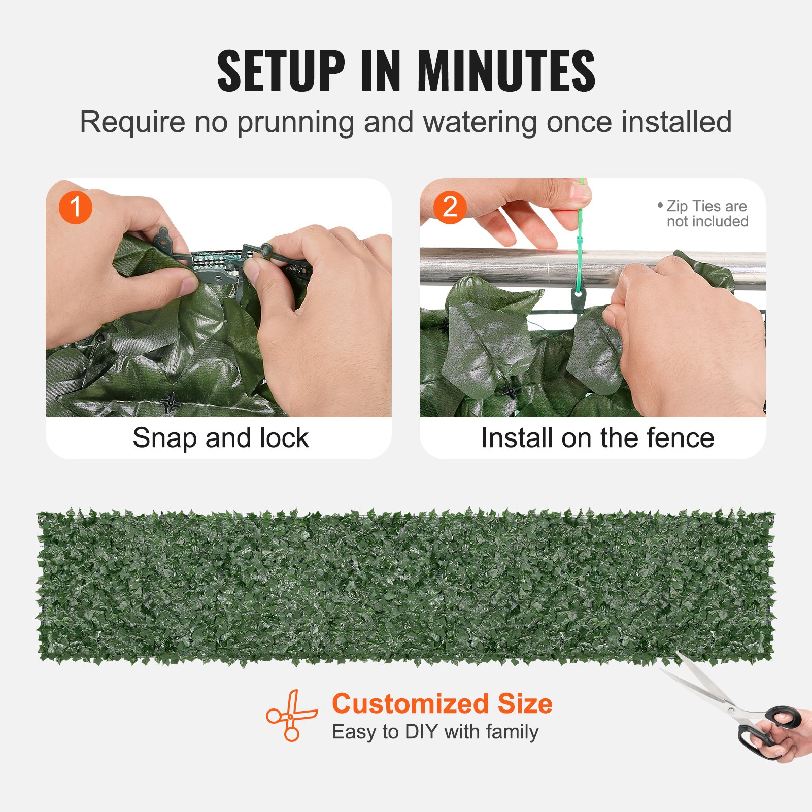 39"x198" Artificial Faux Ivy Leaf Privacy Fence Screen With Mesh Cloth Backing image 5