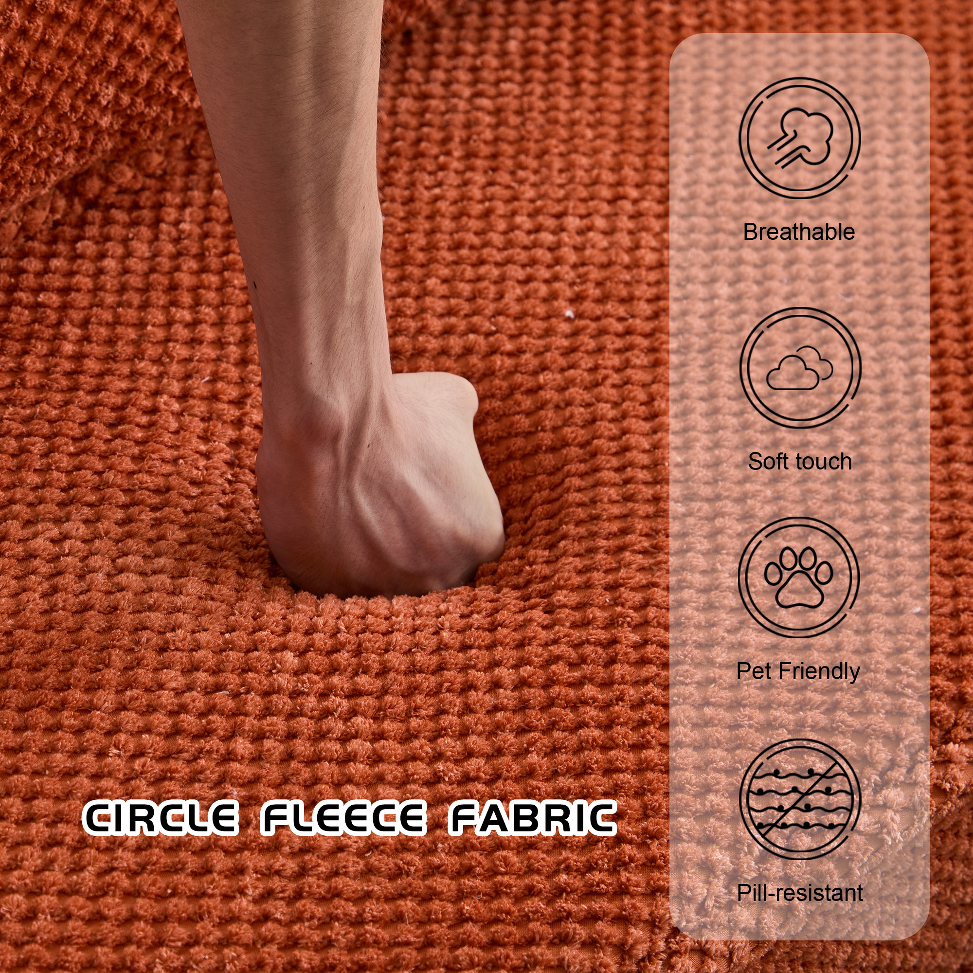 Compression Mahjong Sofa,Convertible Floor Sofa Bed,DIY Boneless Modular Sectional Sofa,No Assembly Required,Circle Fleece Fabric,Oversized Single Seater With 1 Pillow And 1 Ottoman,Orange 37d4052e 609d 42c6 A5f2 0e061748274a